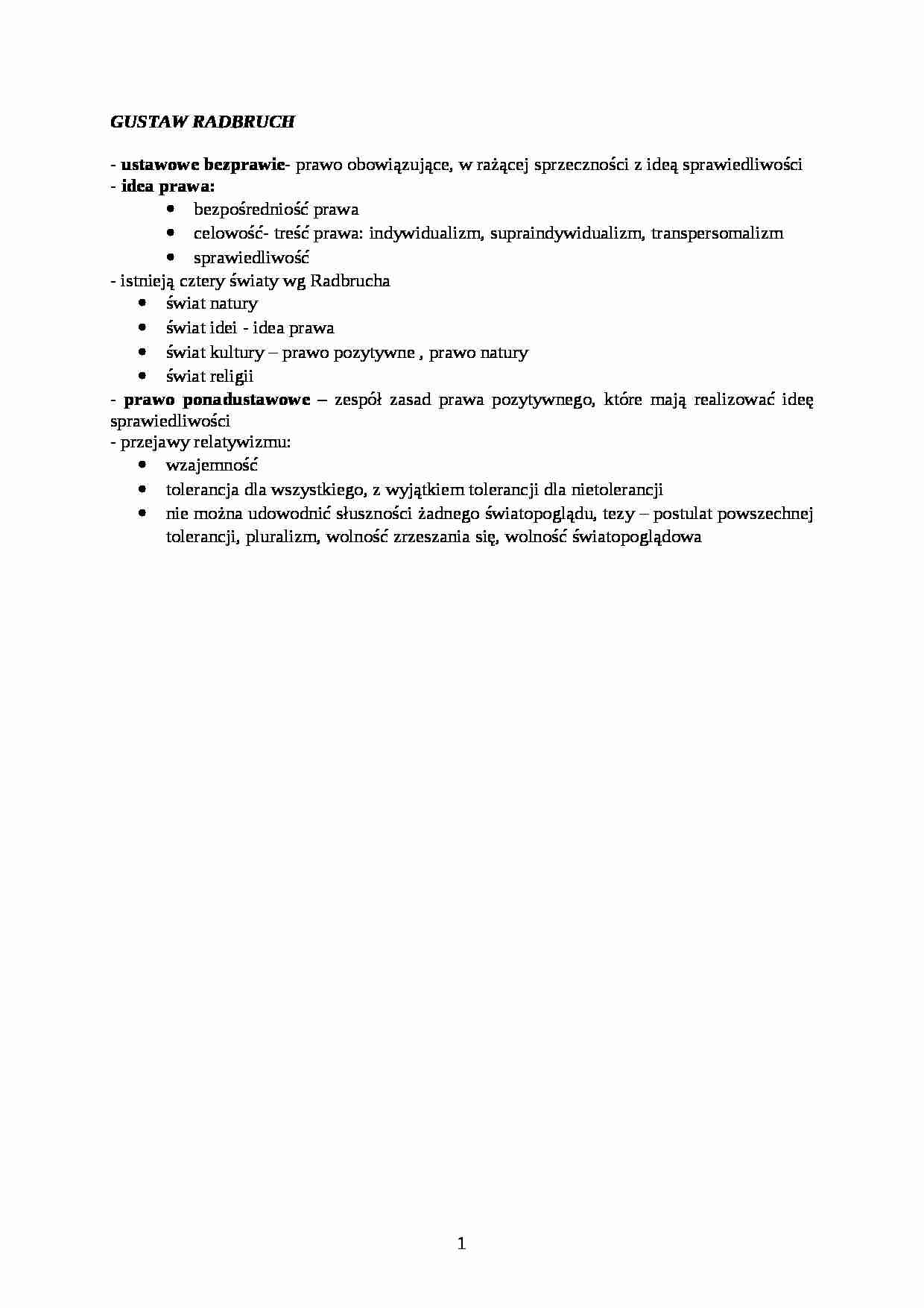 Gustaw Radbruch - omówienie - strona 1
