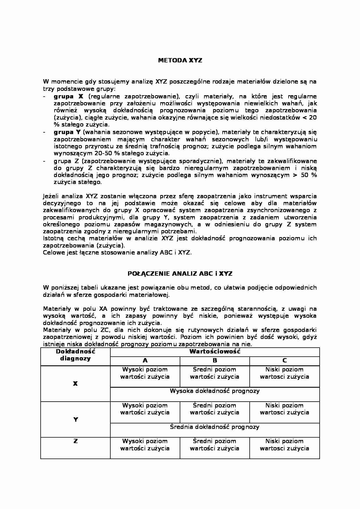 logistyka metoda abcxyz - strona 1