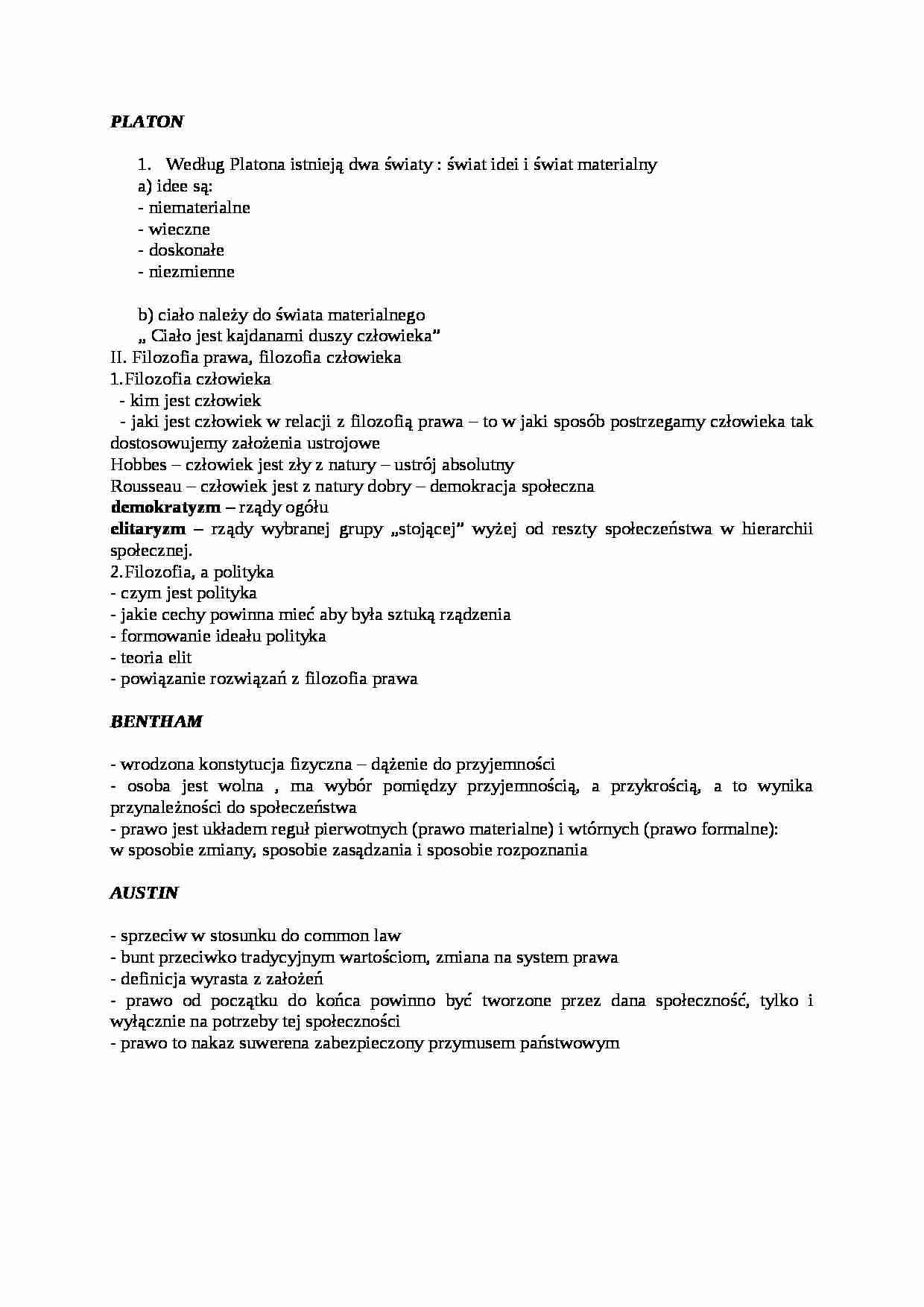 Platon, Bentham, Austin - omówienie - strona 1