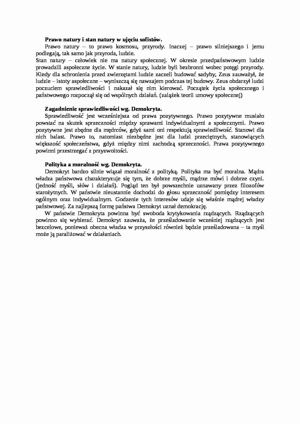 Prawo natury i stan natury w ujęciu sofistów - omówienie - strona 1