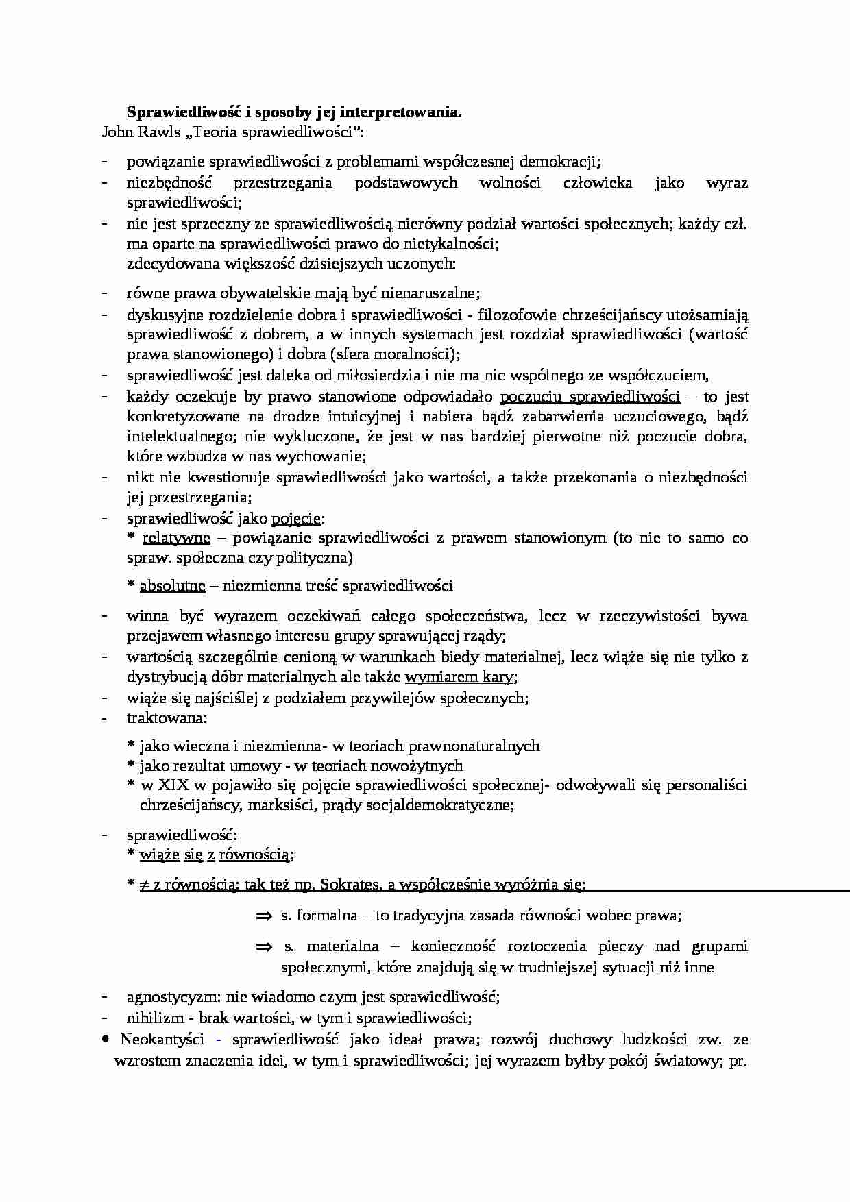 Sprawiedliwość i sposoby jej interpretowania - omówienie - strona 1