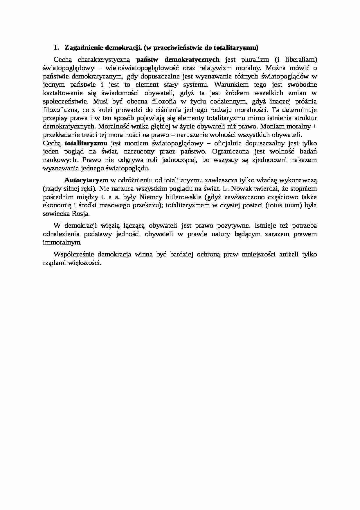 Zagadnienie demokracji - omówienie - strona 1