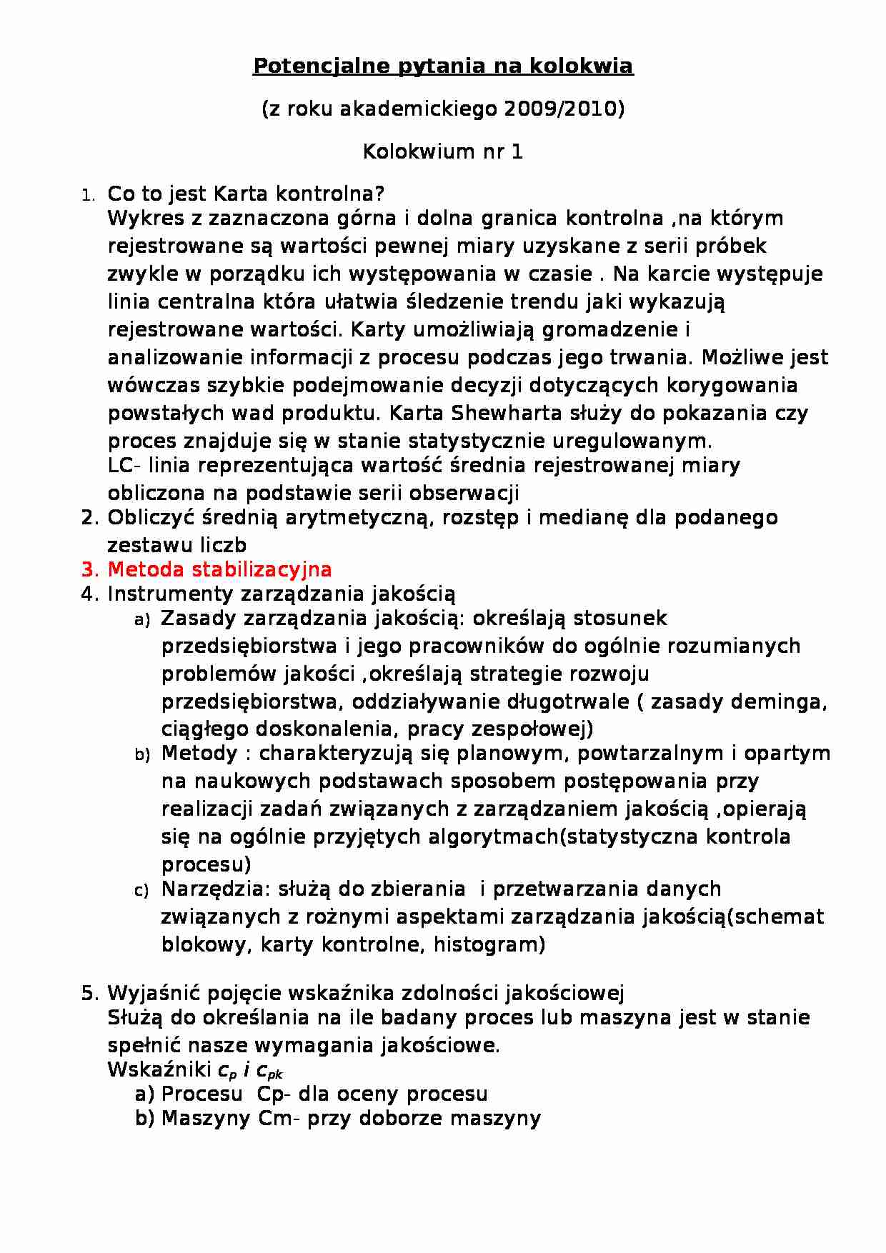 Pytania na kolokwia z laboratoriów-inżynieria jakości. - strona 1