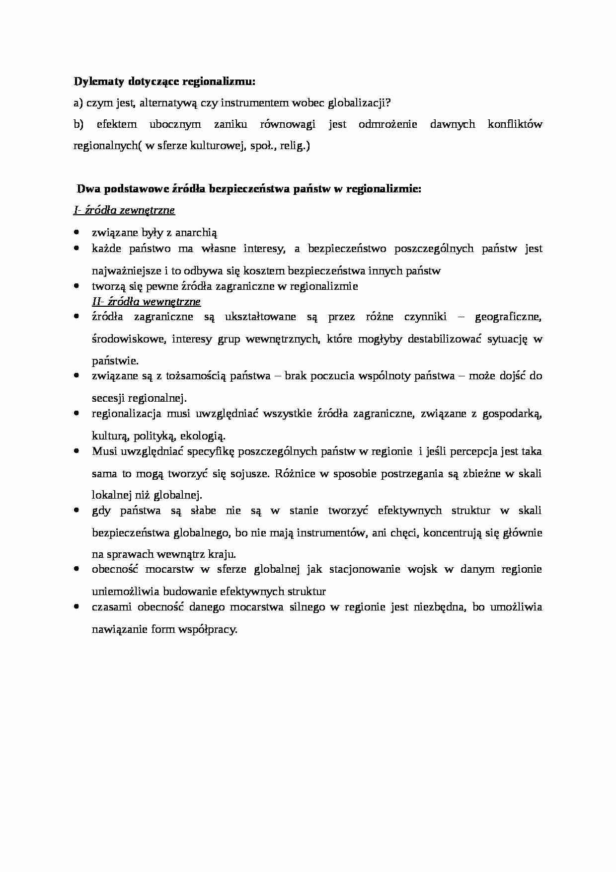 Dylematy dotyczące regionalizmu - omówienie - strona 1