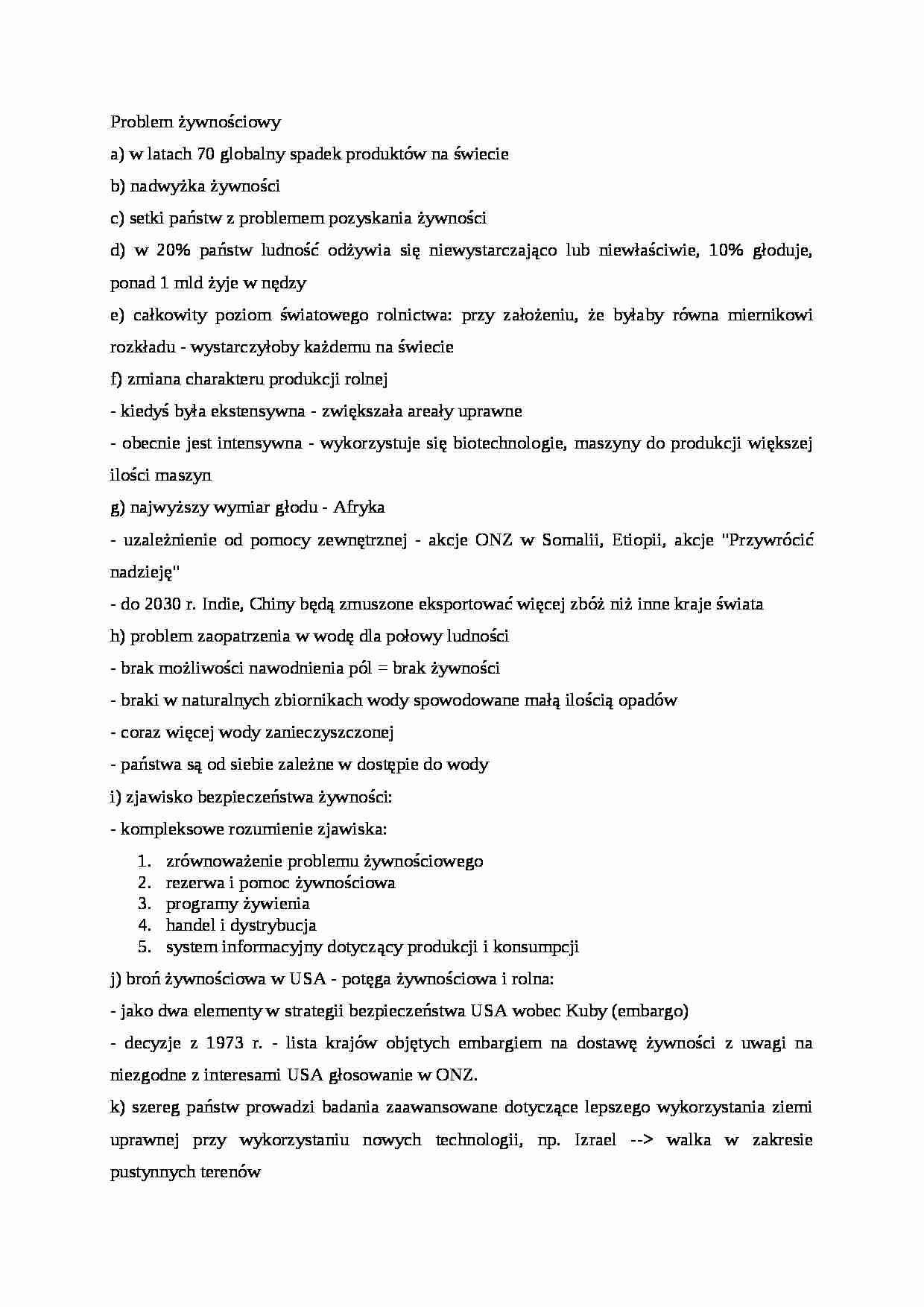 Problem żywnościowy - wykład - strona 1