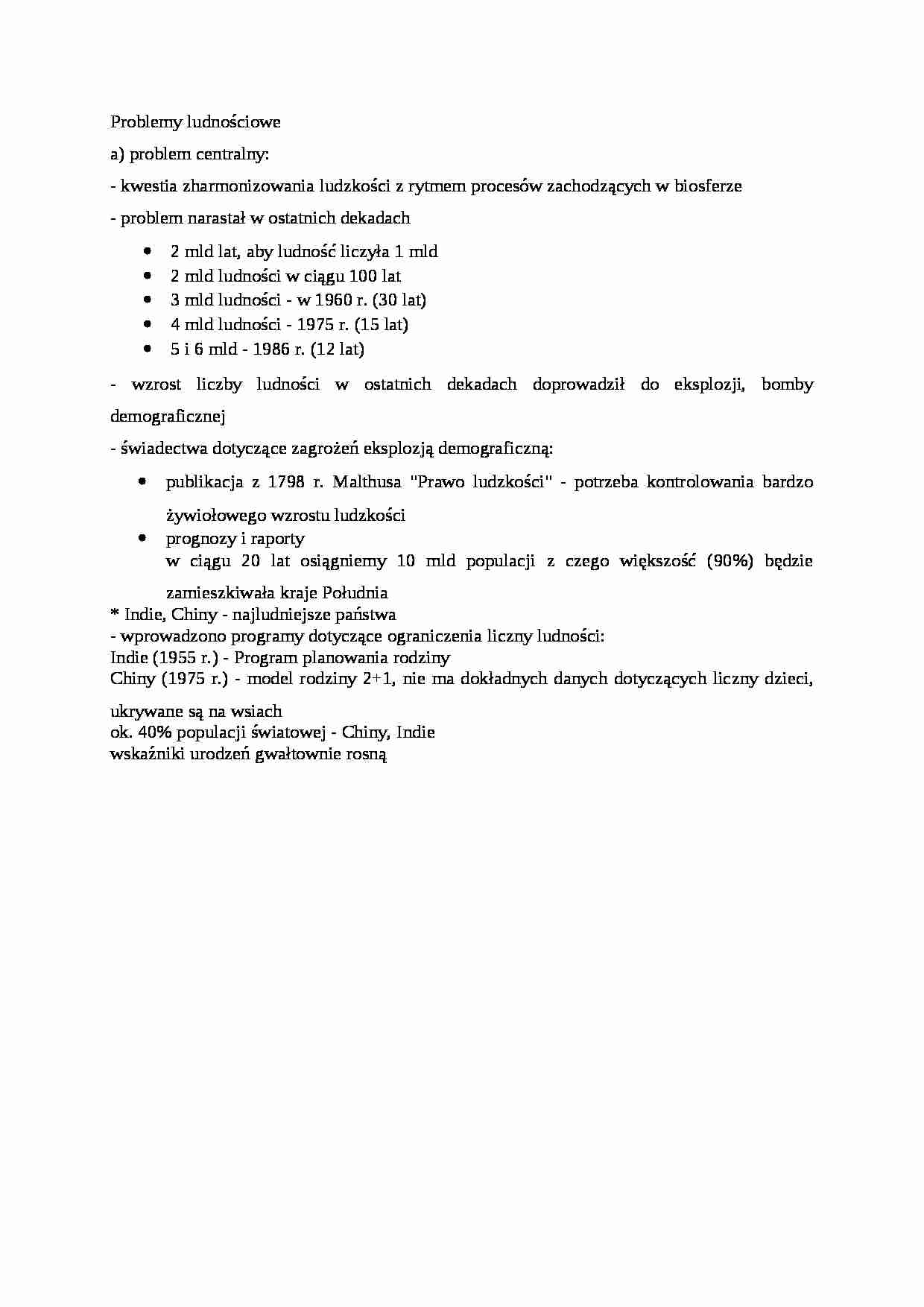 Problemy ludnościowe - omówienie - strona 1