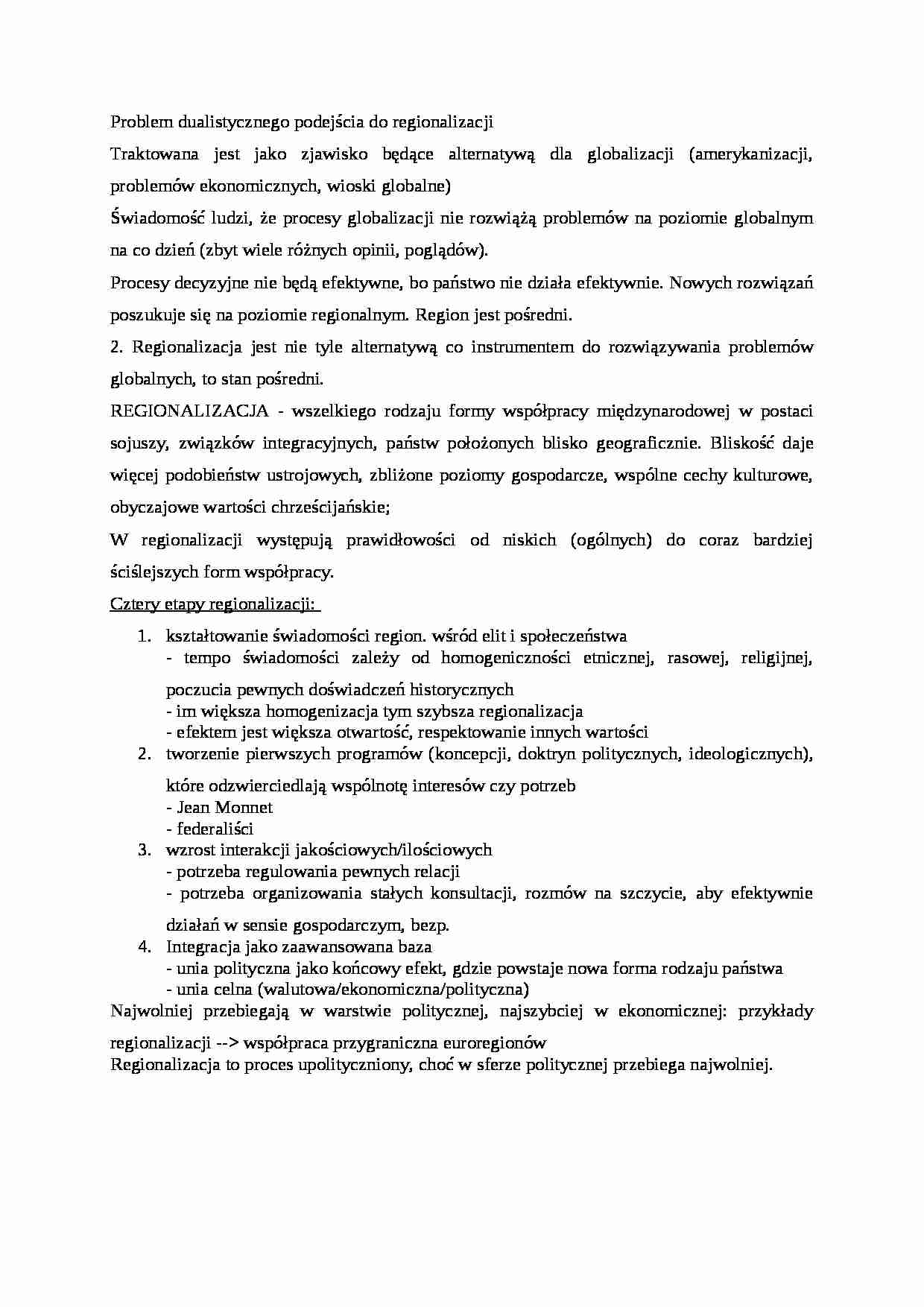 Regionalizacja i problem dualistycznego podejścia do regionalizacji - strona 1