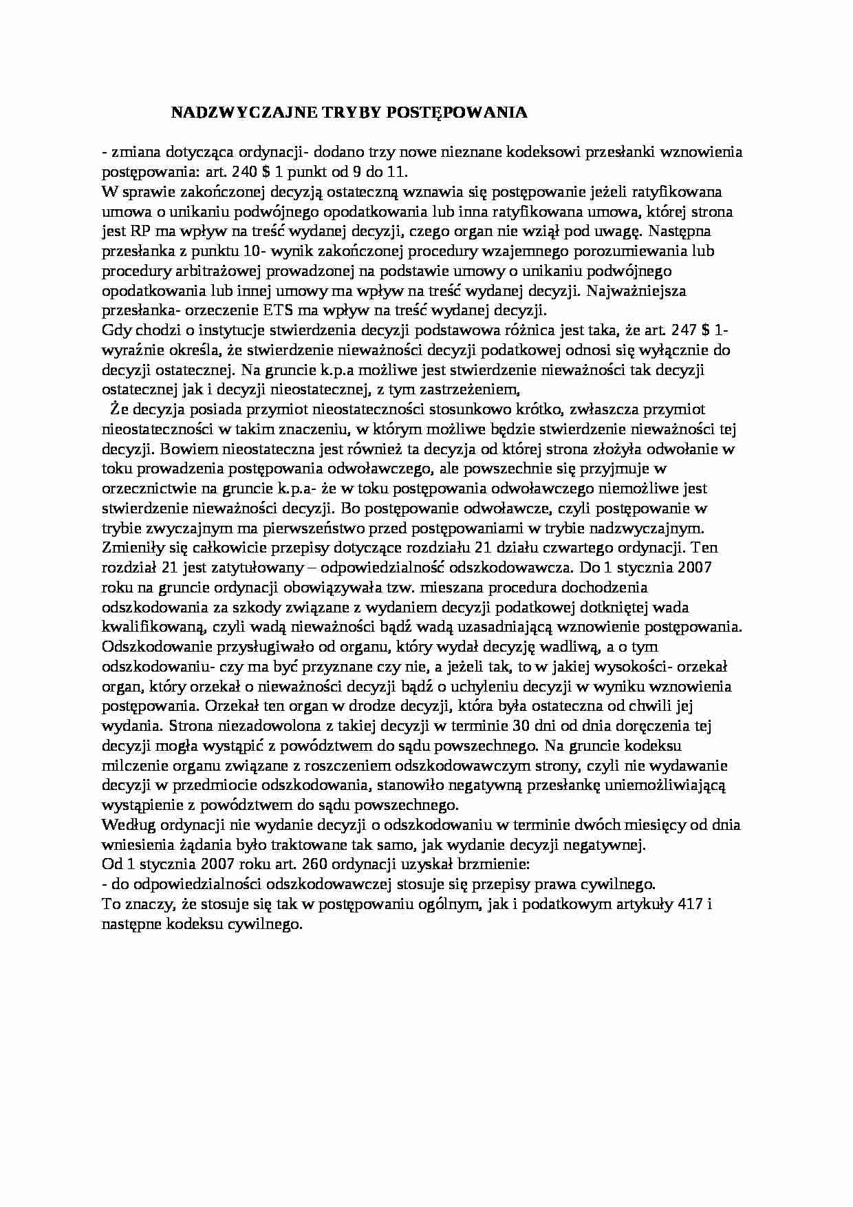 Nadzwyczajne tryby postępowania - omówienie - strona 1