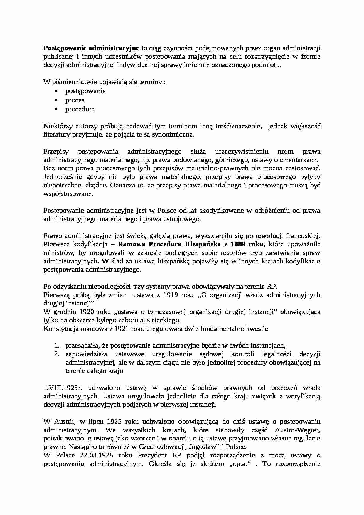 Postępowanie administracyjne - omówienie - Ramowa Procedura Hiszpańska - strona 1