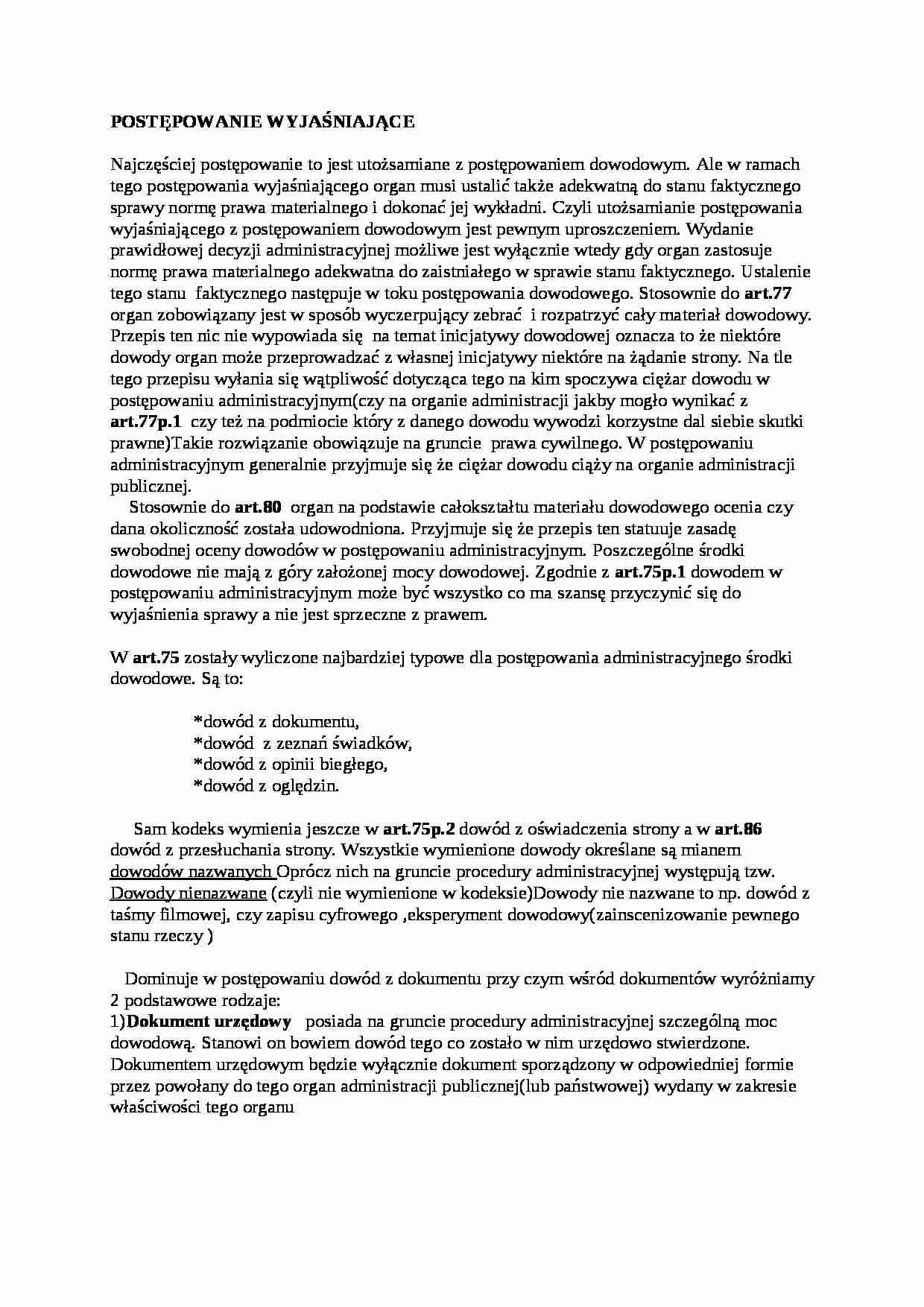 Postępowanie wyjaśniające - omówienie - strona 1