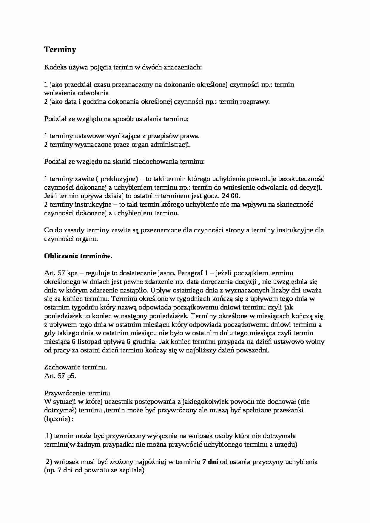 Terminy - omówienie zagadnienia - strona 1