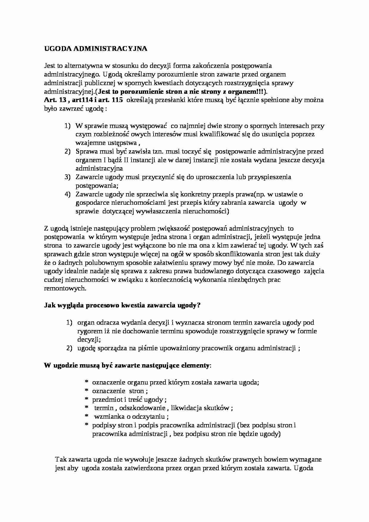 Ugoda administracyjna - wykład - strona 1