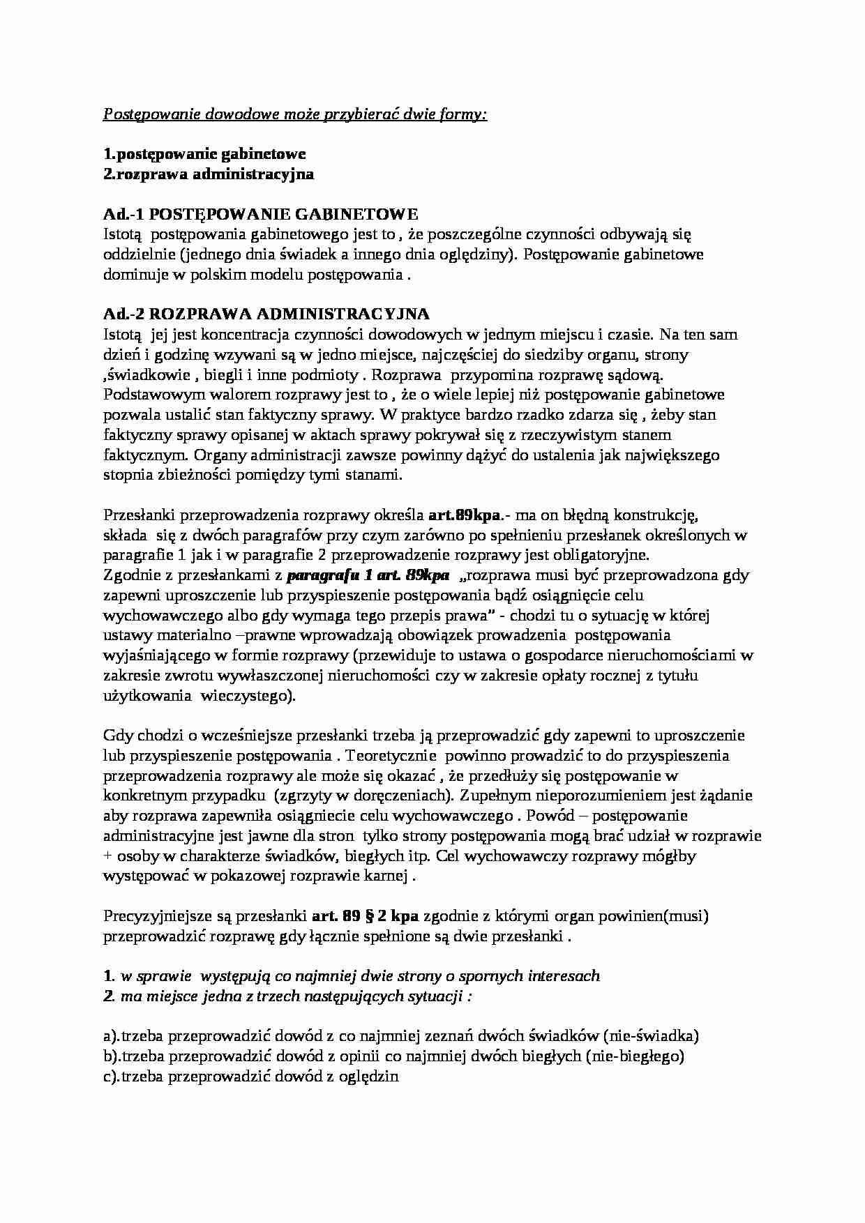 Postępowanie dowodowe - omówienie - Rozprawa administracyjna - strona 1