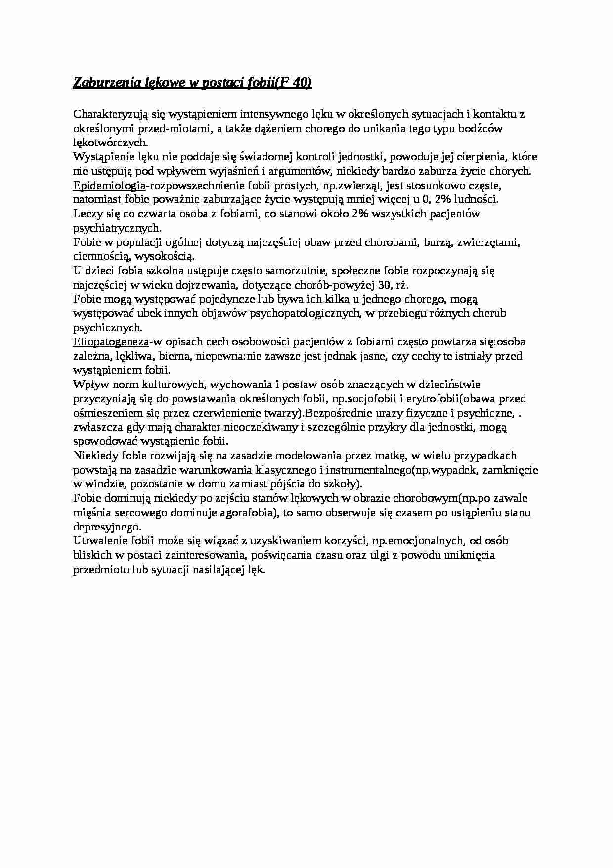 Zaburzenia lękowe w postaci fobii - omówienie - strona 1