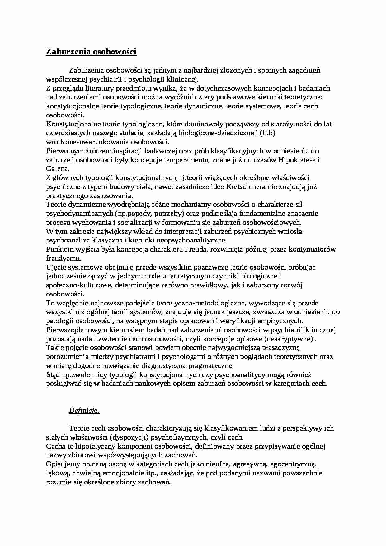 Zaburzenia osobowości - omówienie zagadnienia - strona 1