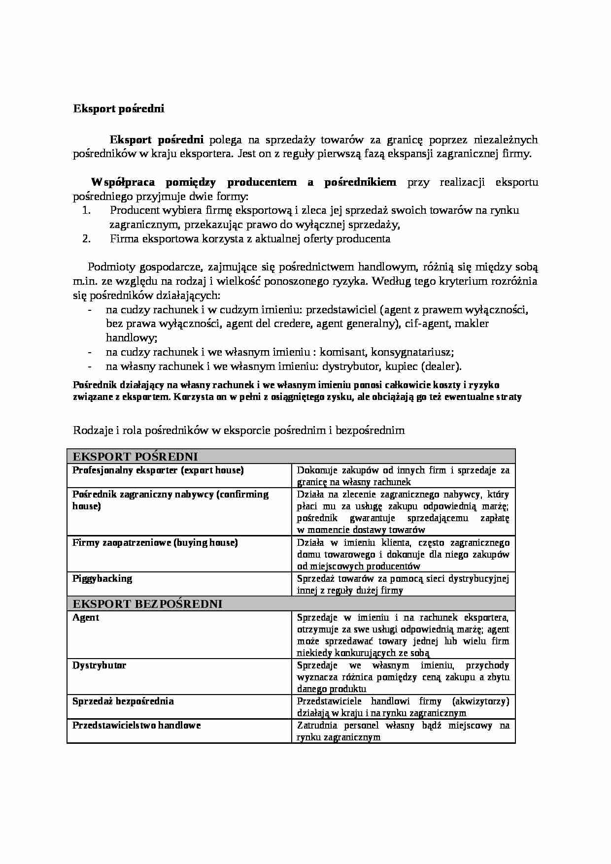 Eksport pośredni - omówienie - strona 1