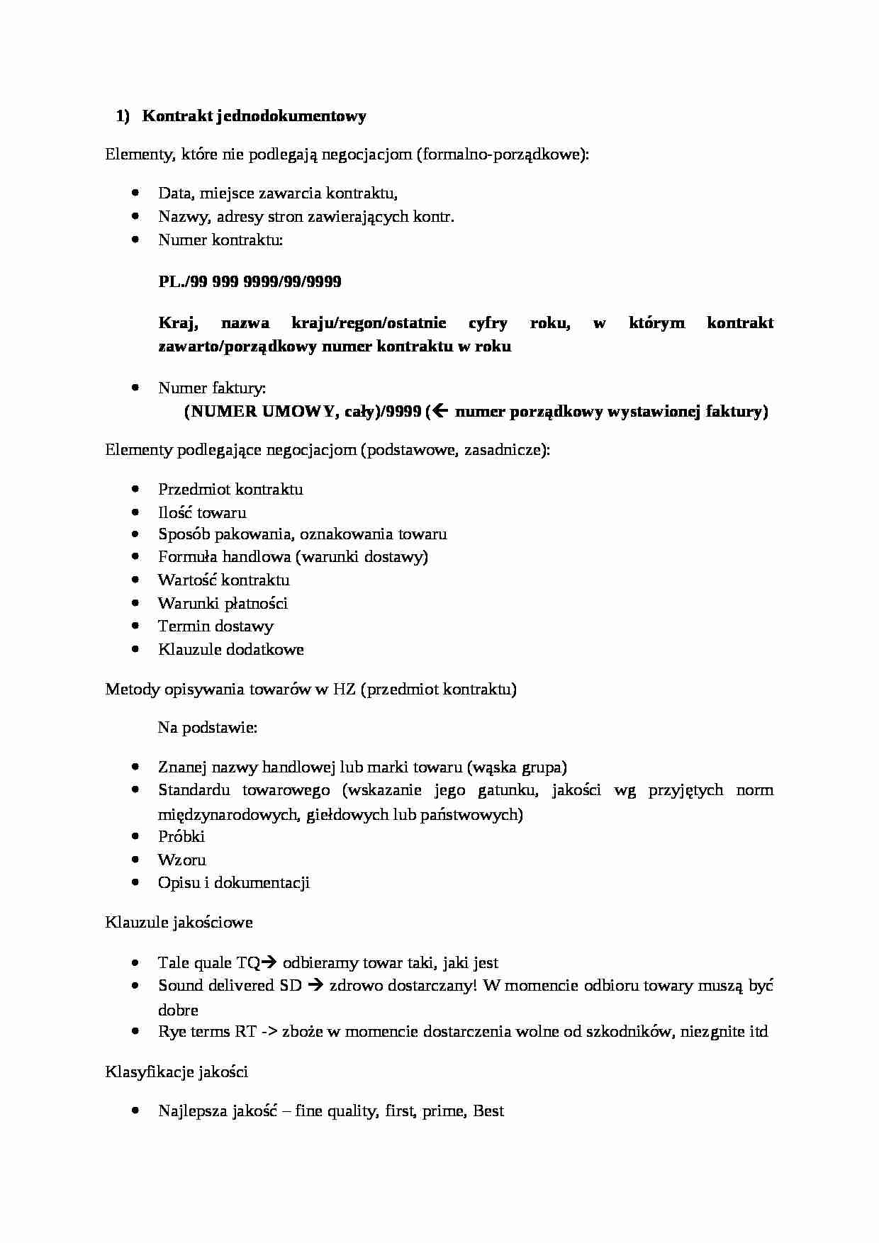 Kontrakt jednodokumentowy - wykład - strona 1