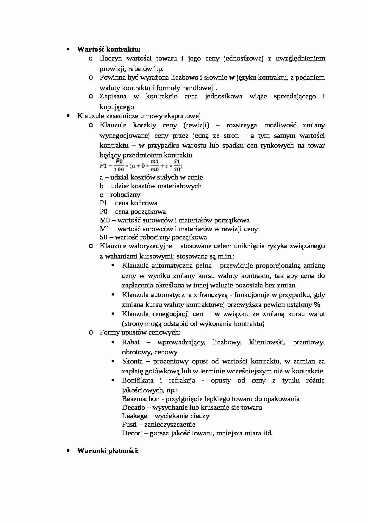 Transakcje handlu zagranicznego, Wartość kontraktu - omówienie - strona 1