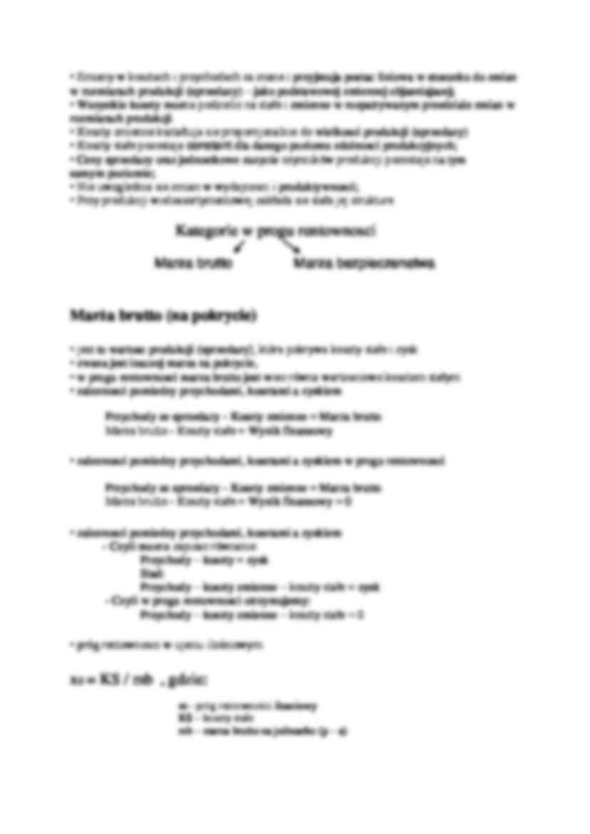 Rachunkowość zarządcza - próg rentowności - strona 2