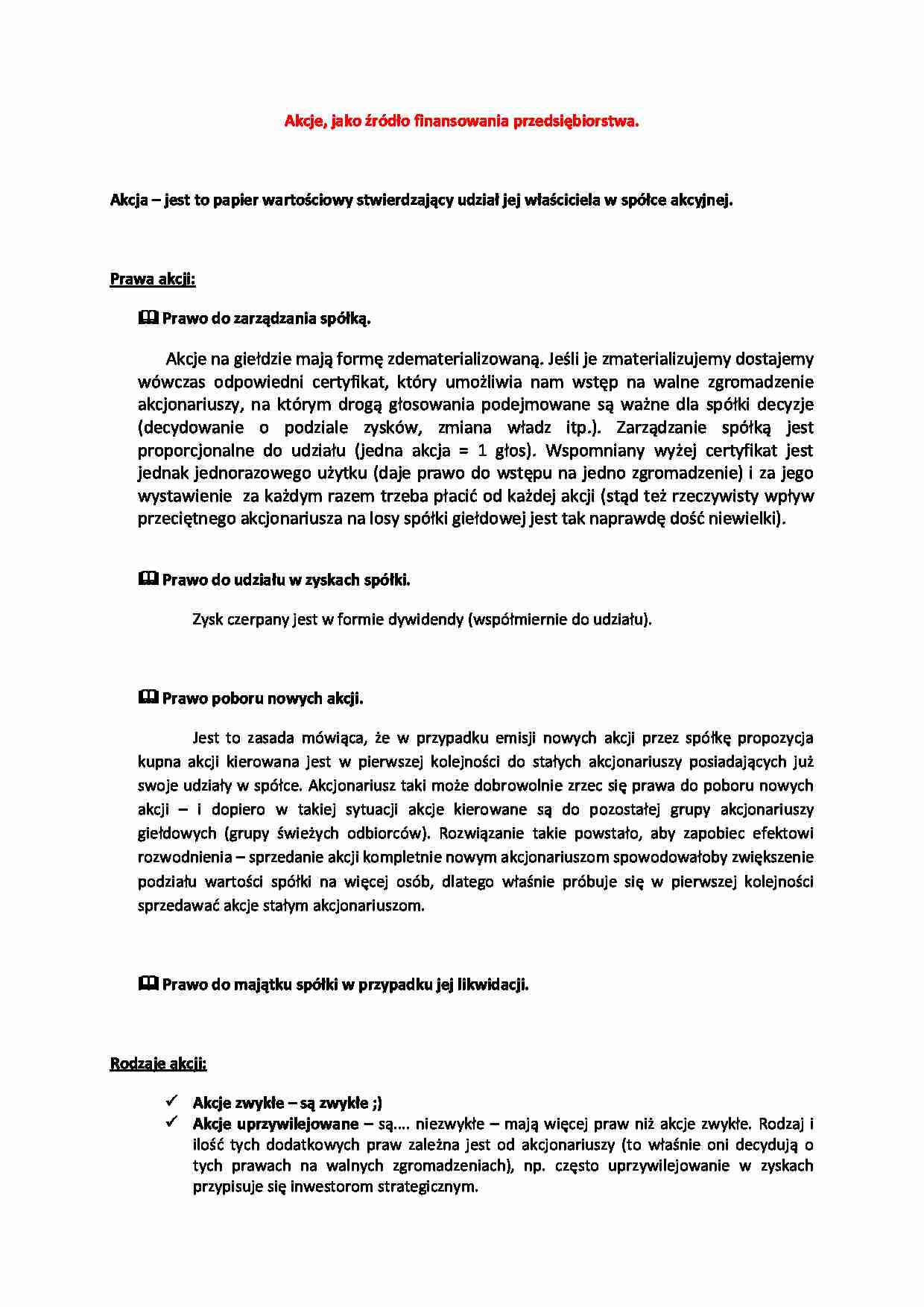 Akcje - Papier wartościowy - strona 1