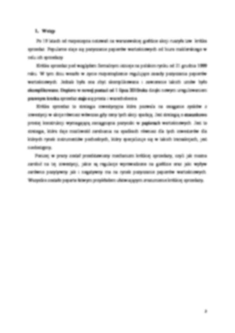 Krótka sprzedaż i pożyczki papierów wartościowych na rynku kapitałowym-projekt - strona 2