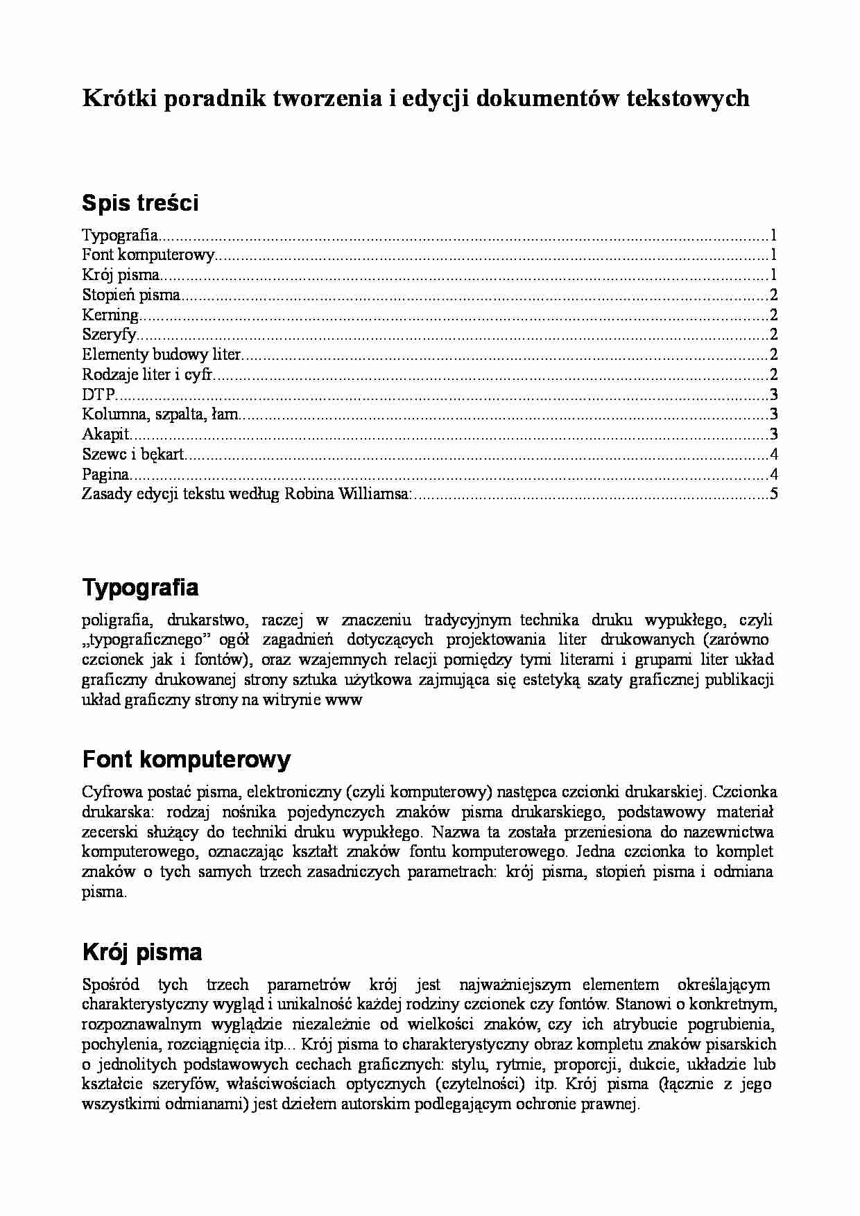  Krótki poradnik tworzenia i edycji dokumentów tekstowych - wykład - strona 1