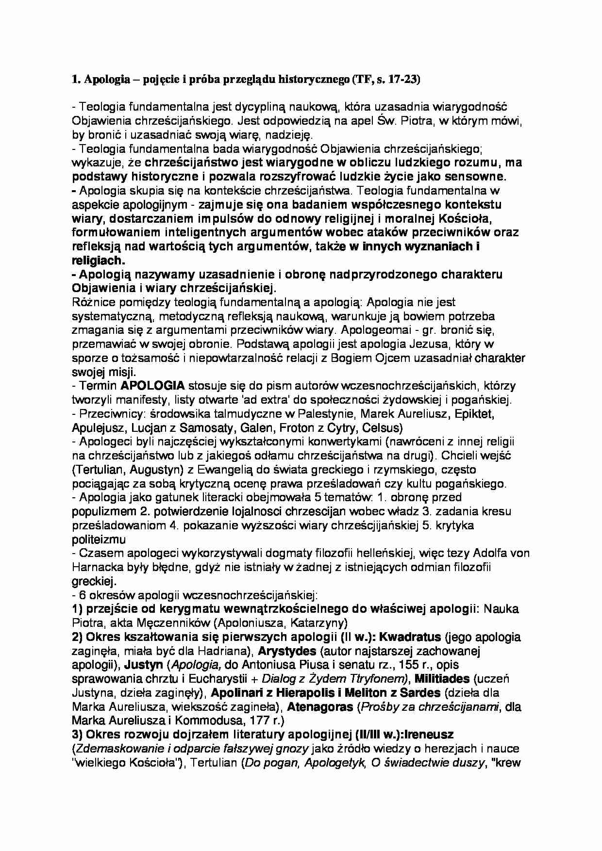 Apologia - pojęcie i próba przeglądu historycznego - wykład - strona 1