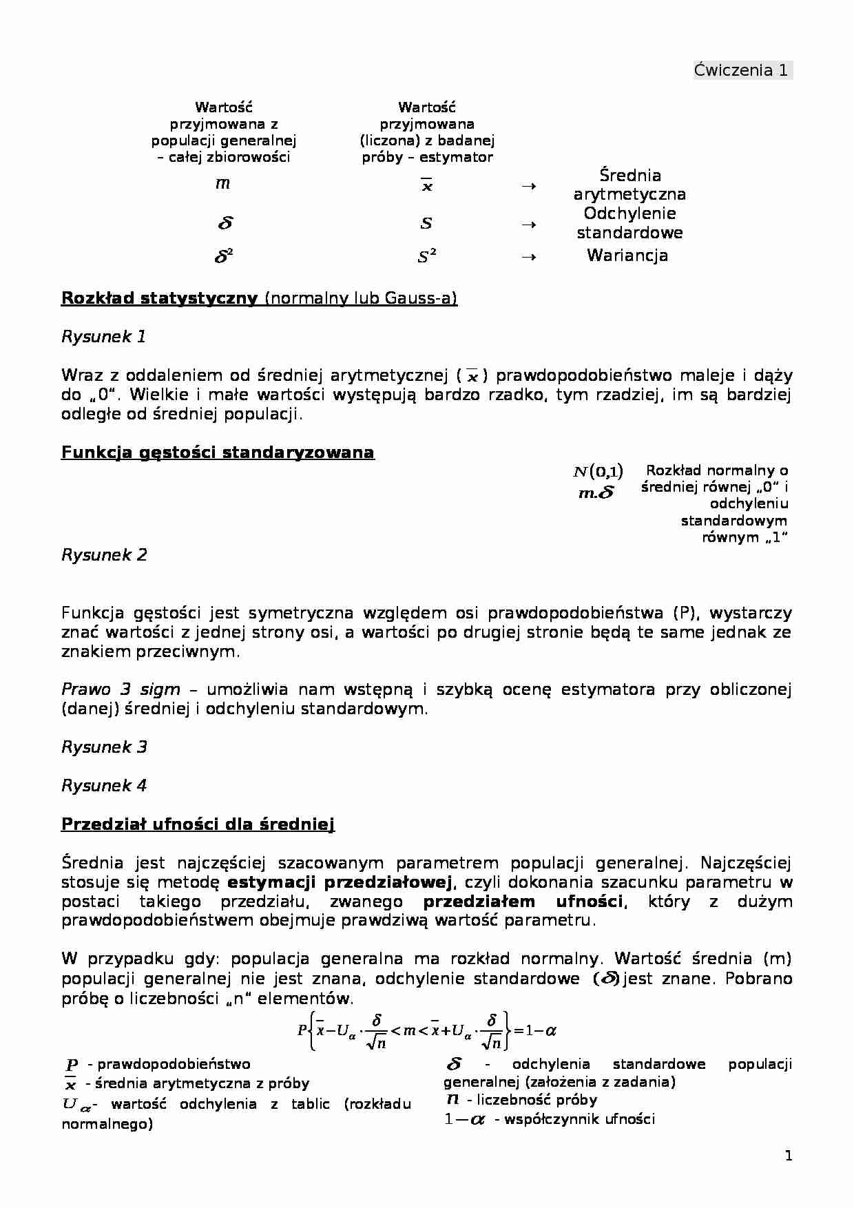 Statystyka matematyczna - notatki z ćwiczeń 1 MWSE - strona 1