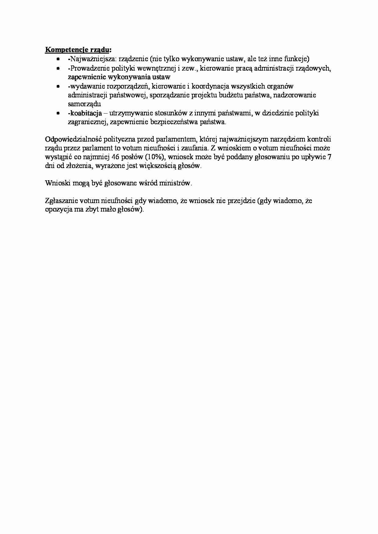 Kompetencje rządu - wykład - strona 1