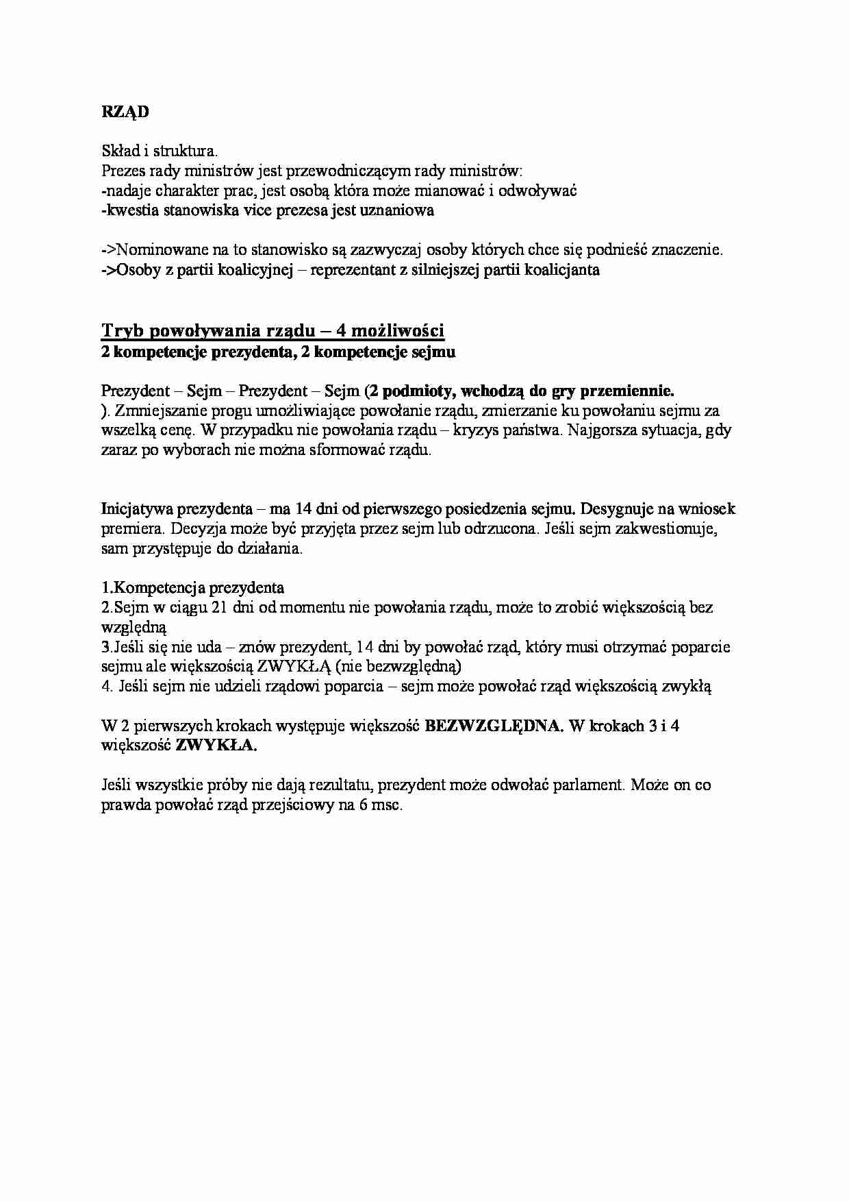 Wykład - rząd i tryb powoływania rządu - strona 1