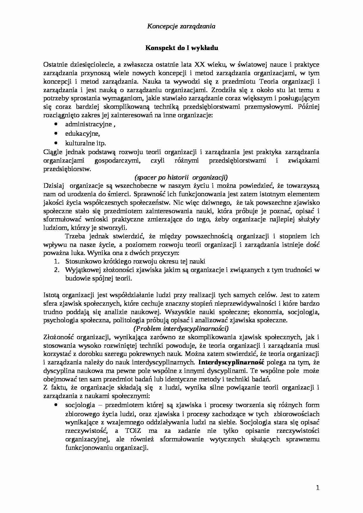 Koncepcje zarządzania - Wykłady MWSE - strona 1