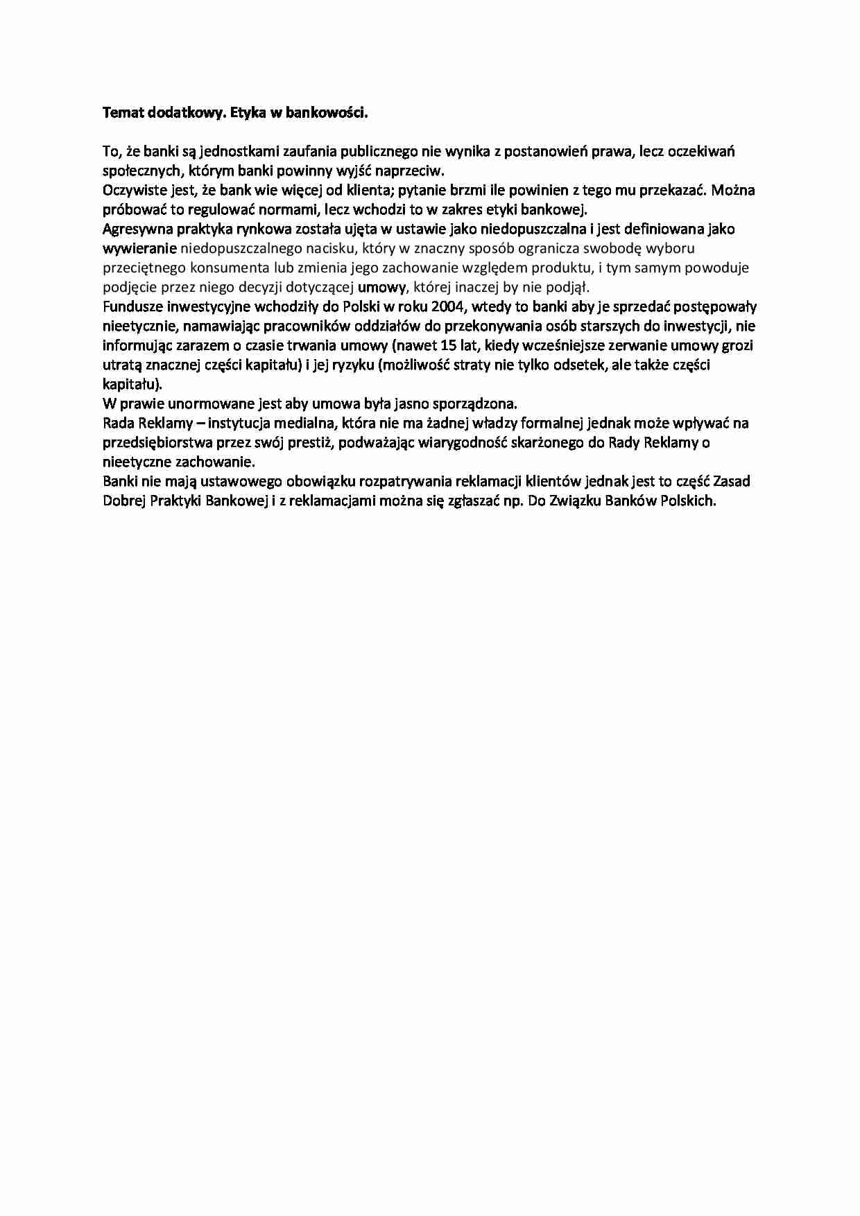Wykład - Etyka w bankowości - strona 1