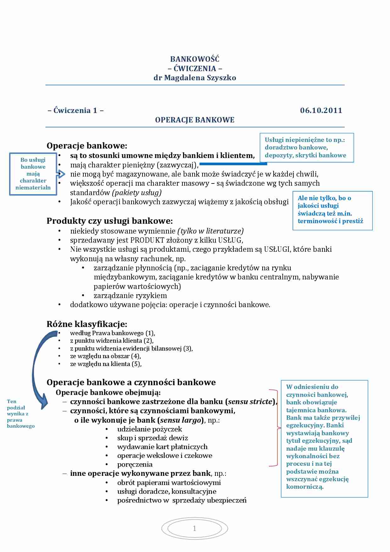Ćwiczenia - operacje bankowe - strona 1