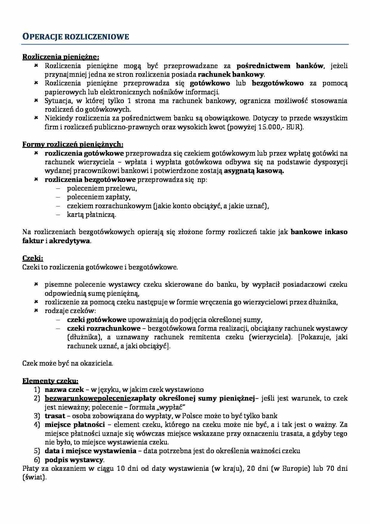 wykład- Operacje rozliczeniowe - strona 1