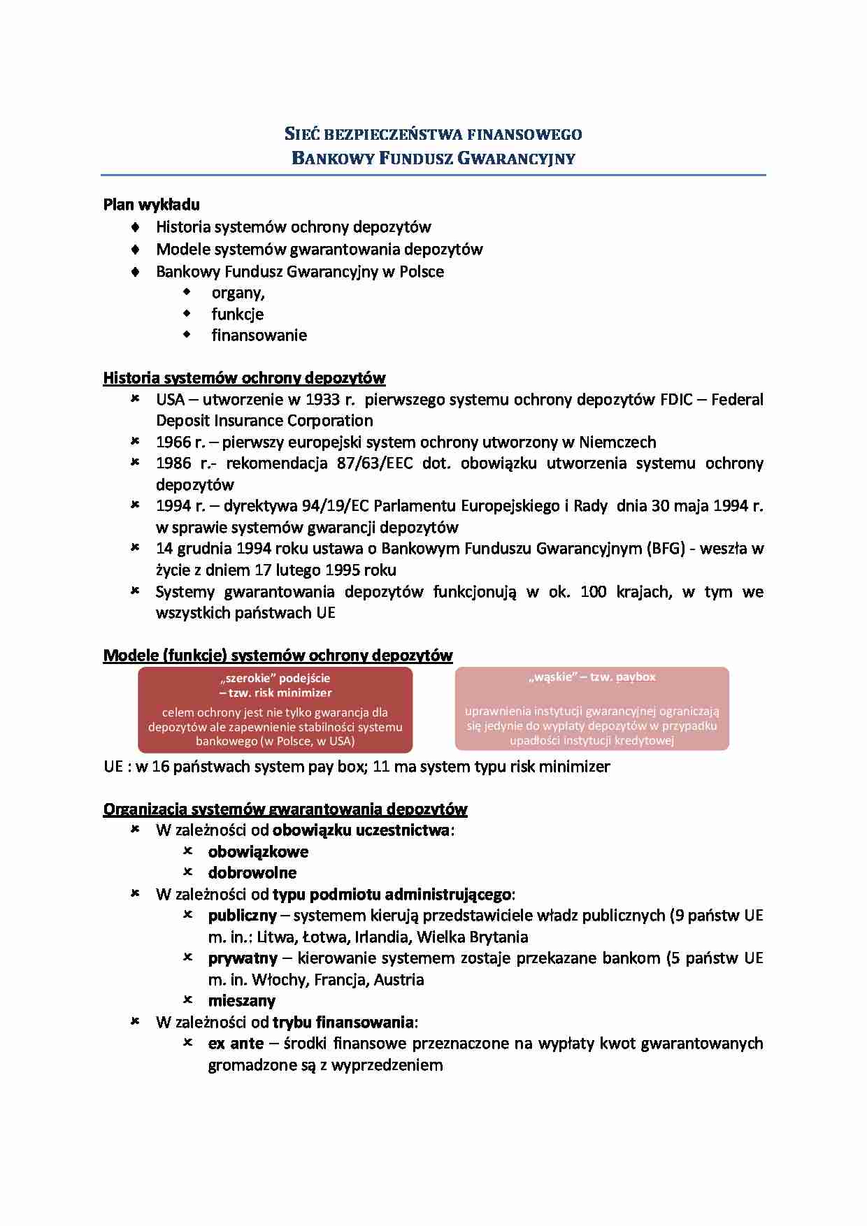 Wykład - Sieć bezpieczeństwa finansowego - strona 1