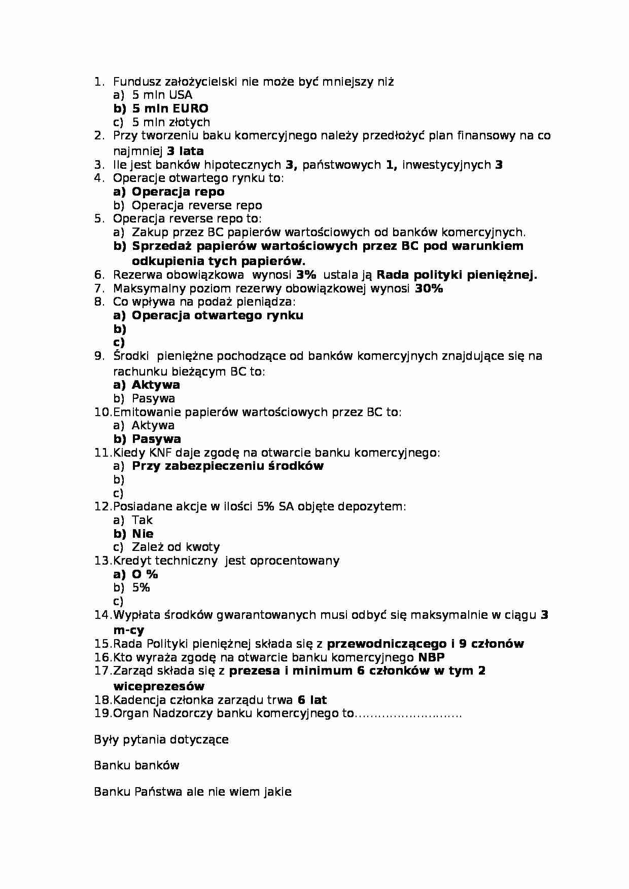 Bankowość - Egzamin - strona 1
