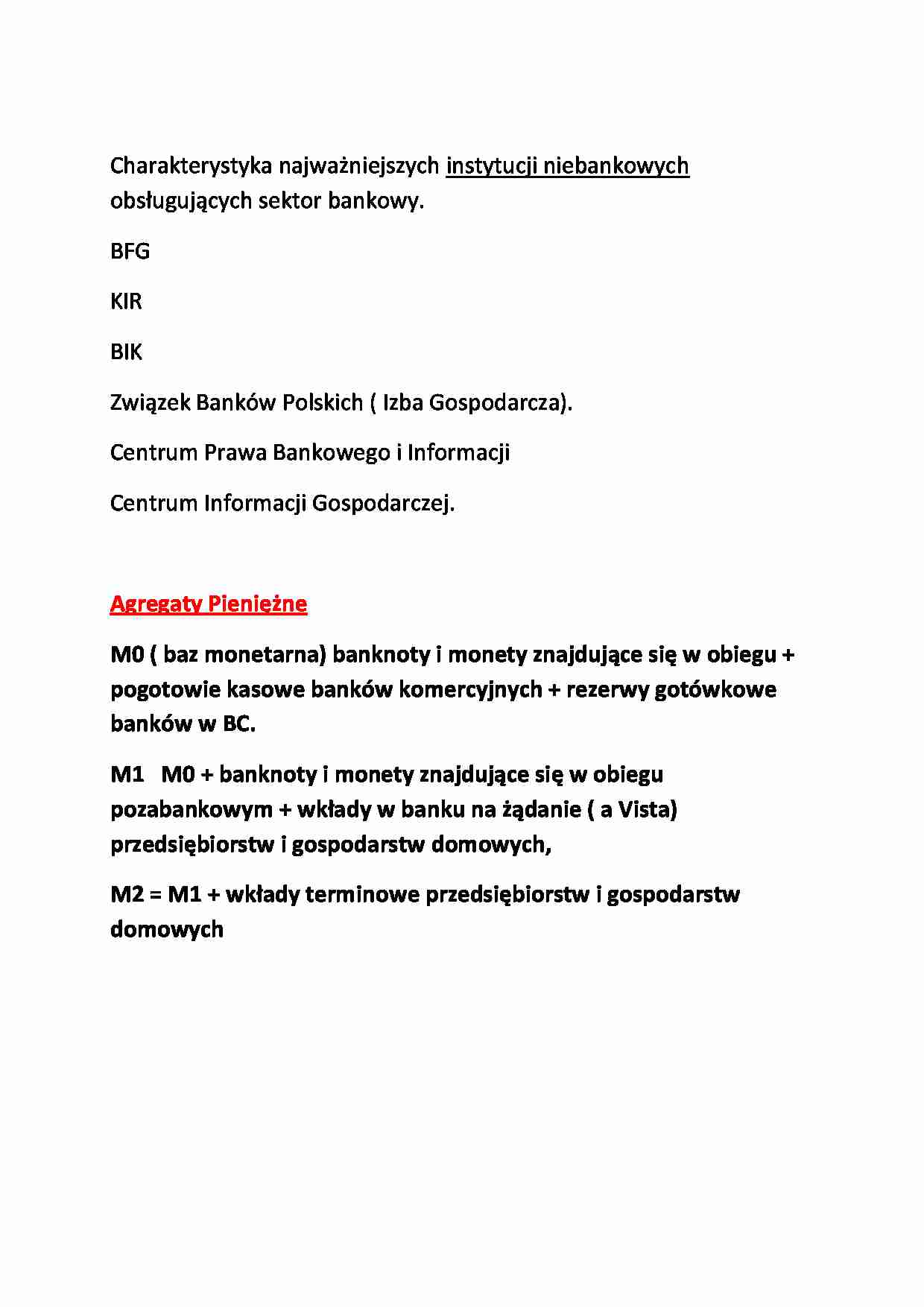 Wykład - Charakterystyka najważniejszych instytucji niebankowych obsługujących sektor bankowy - strona 1