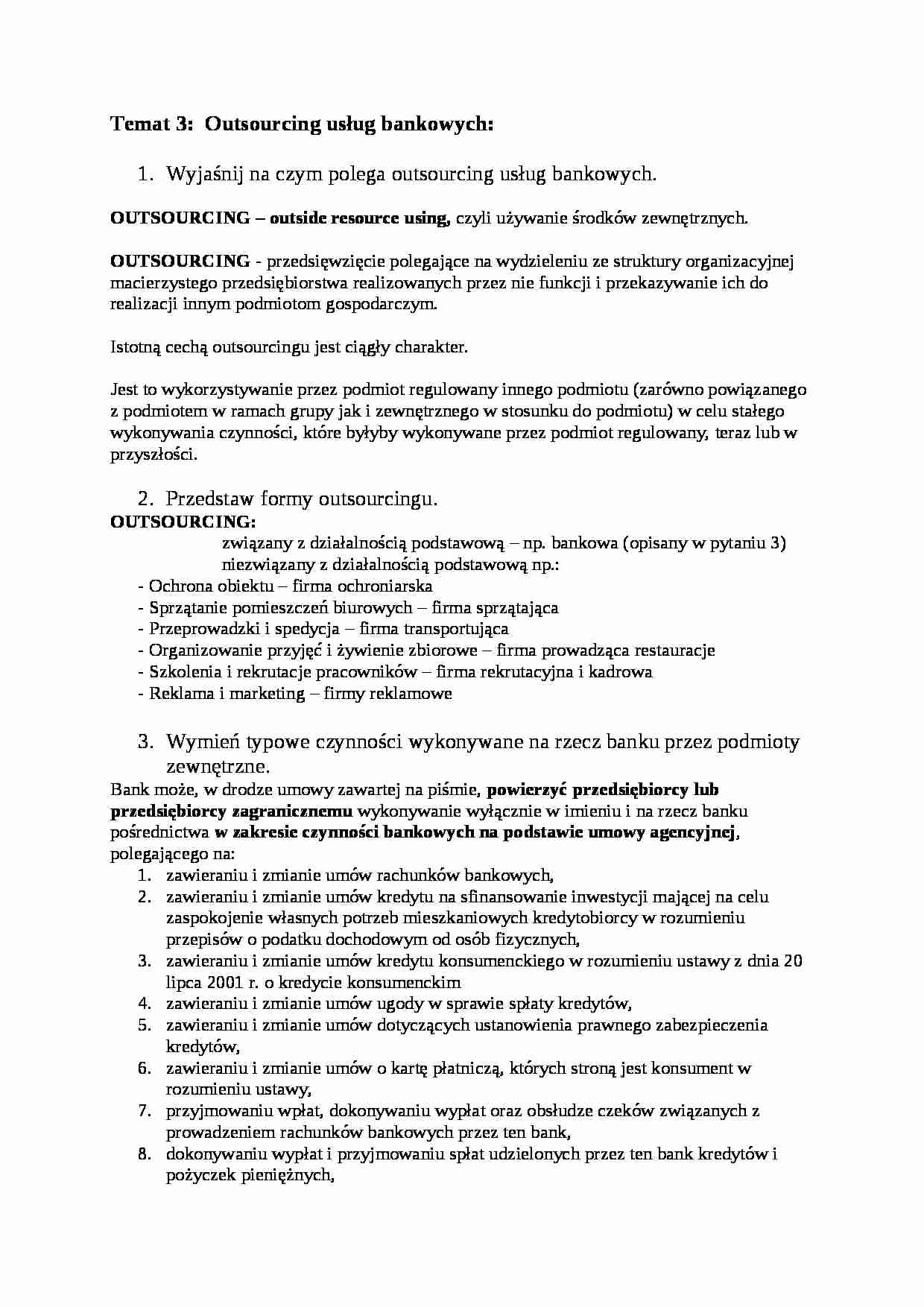 Wykład - Outsourcing usług bankowych - strona 1
