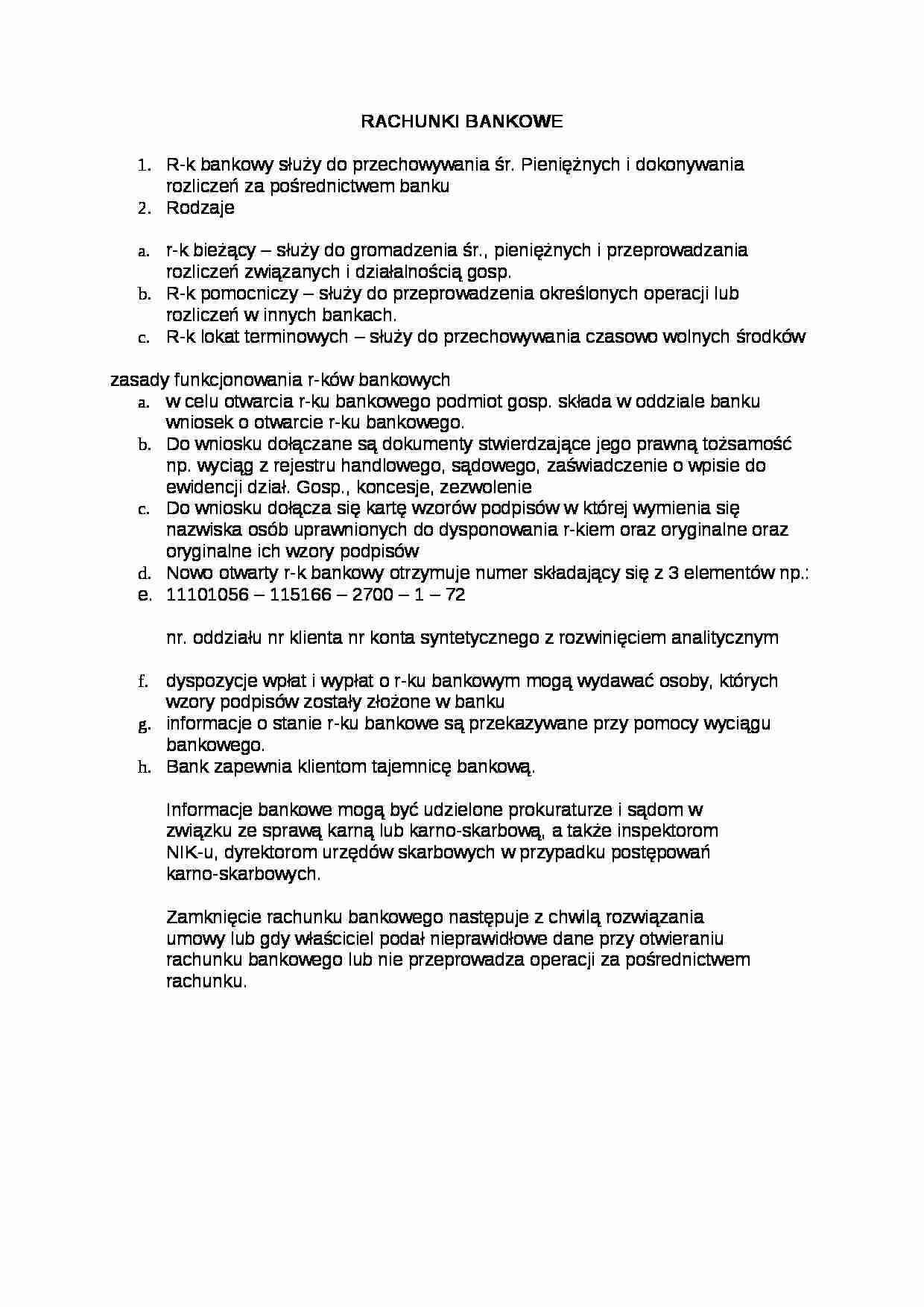 Wykład - Rachunki bankowe - strona 1