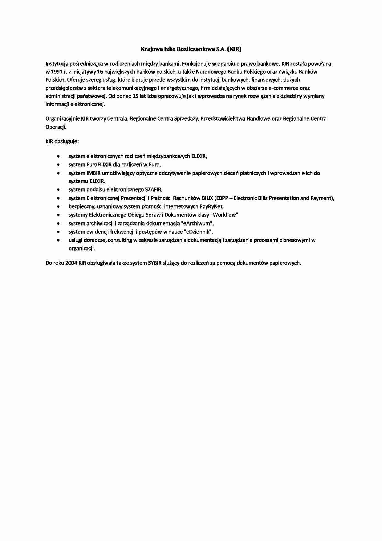 Referat - Krajowa Izba Rozliczeniowa - strona 1