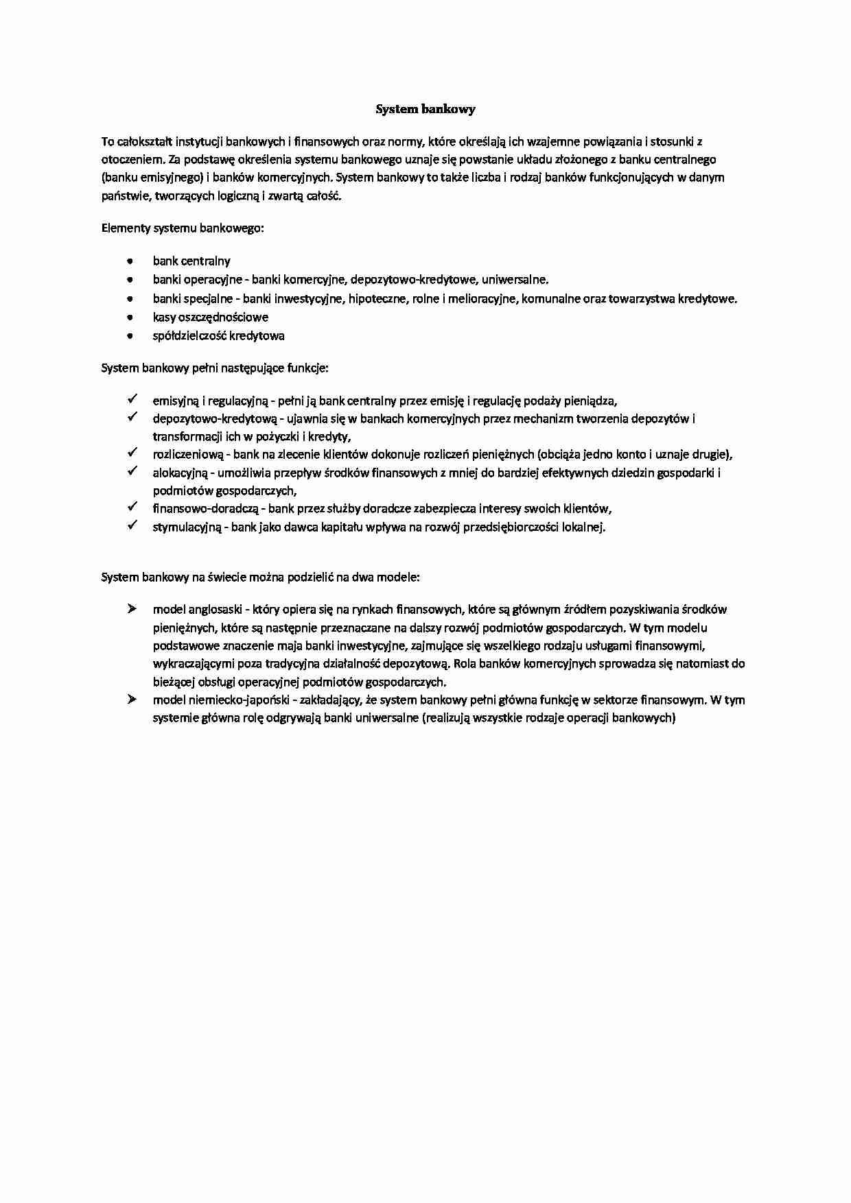Wykład - referat System bankowy - strona 1