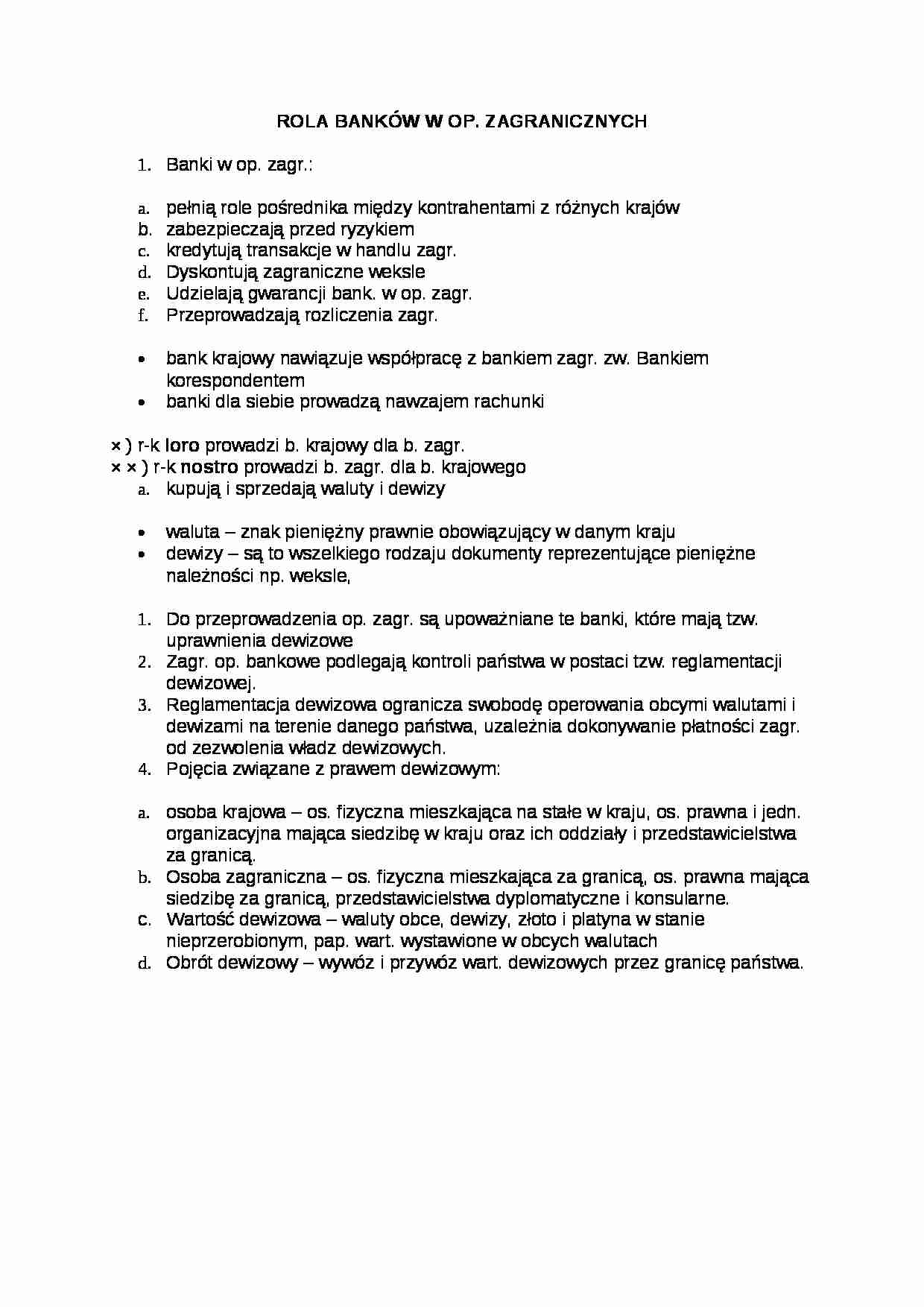 Wykład - Rola banków w operacjach zagranicznych - strona 1