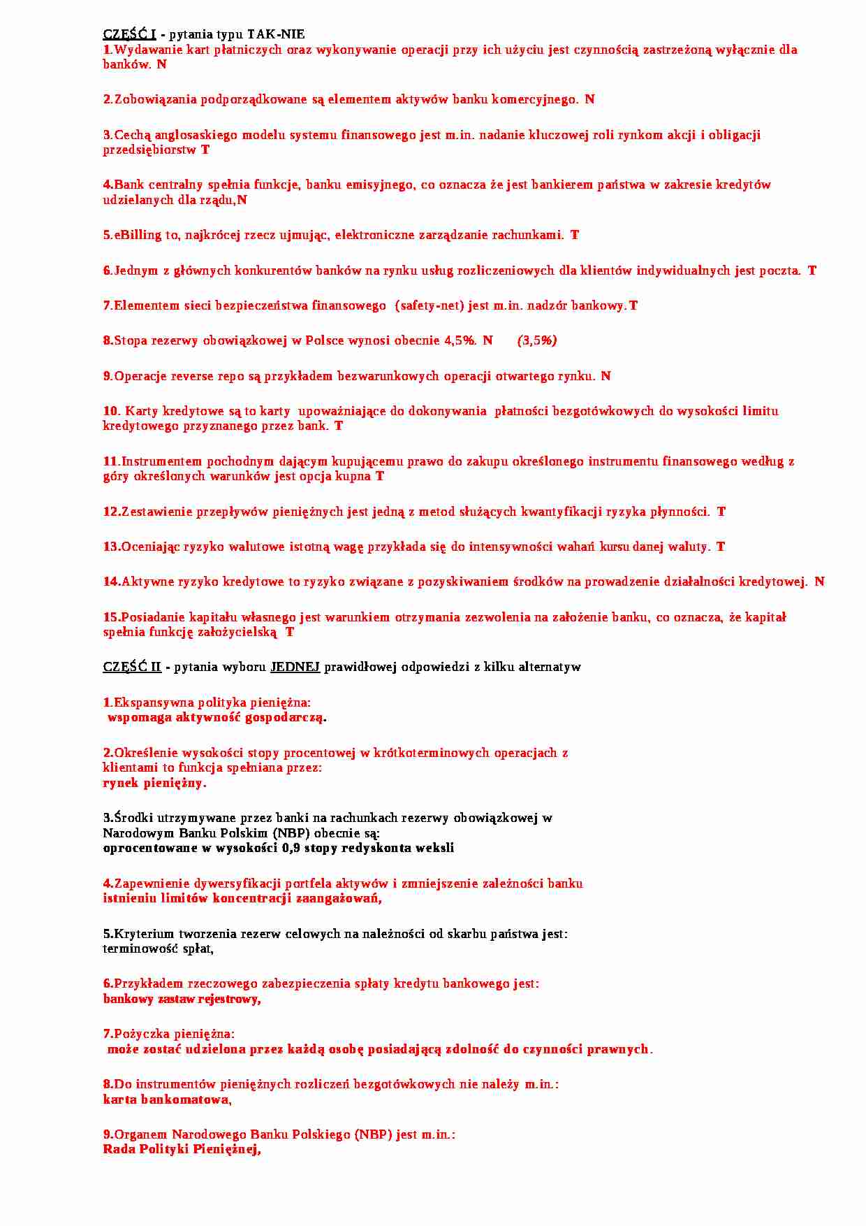 Finanse i bankowość - test - Ekspansywna polityka pieniężna - strona 1