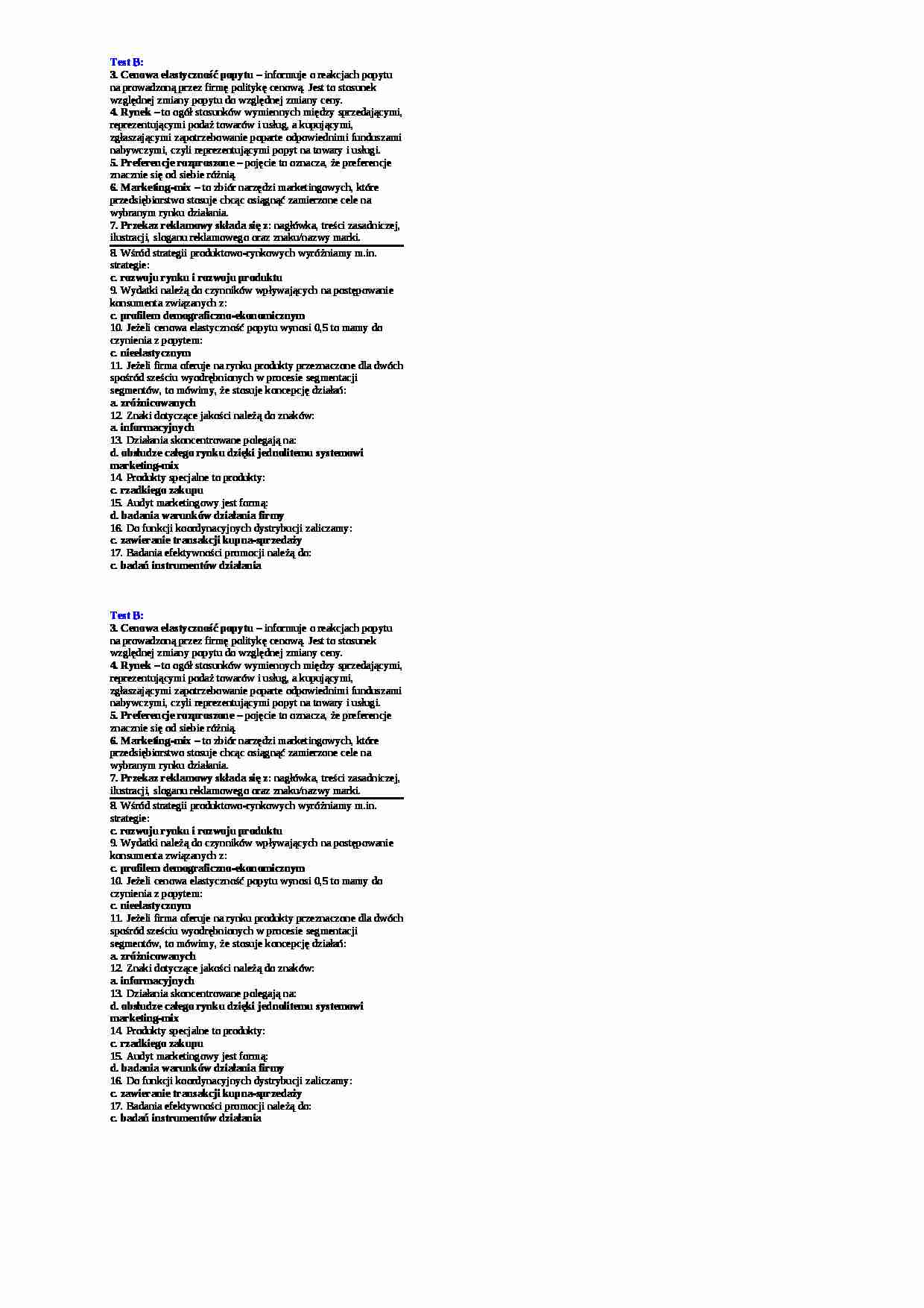 Podstawy marketingu - test - Rynek - strona 1