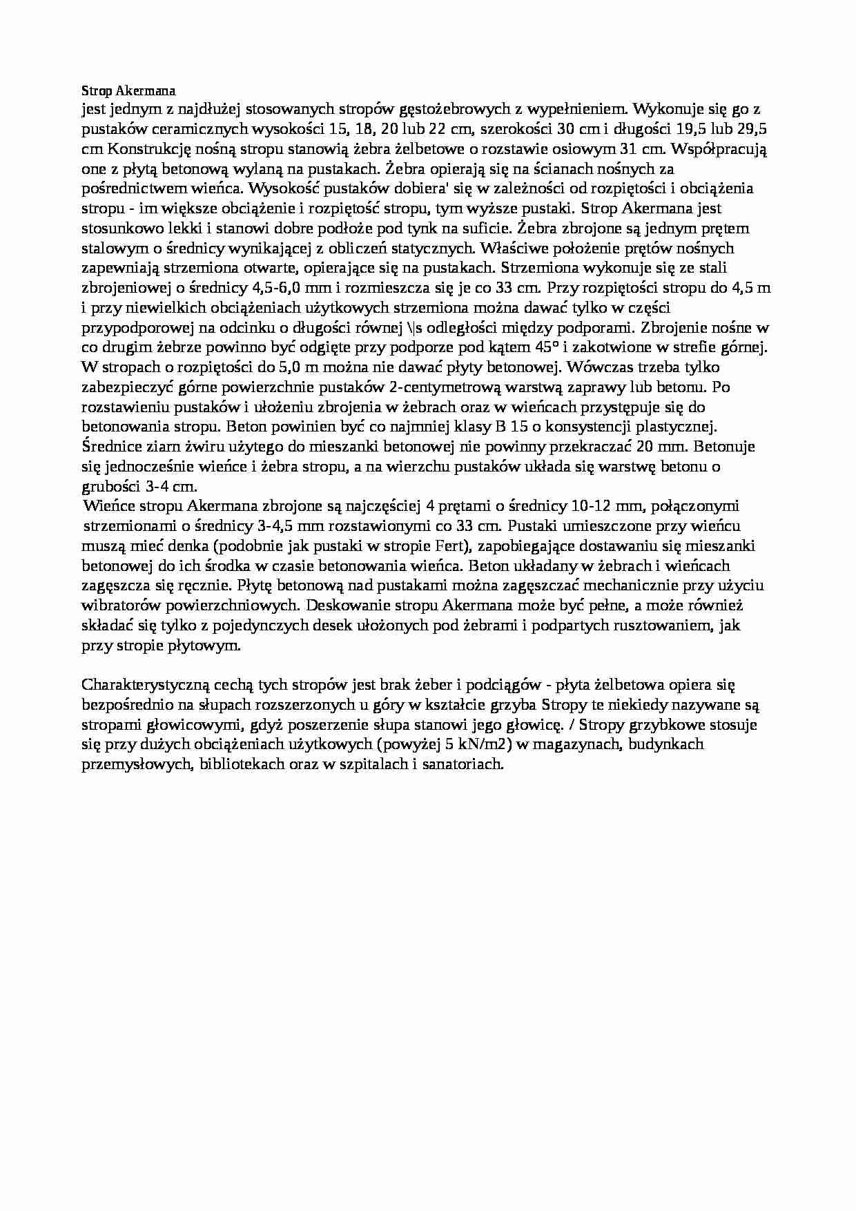 Strop Akermana-opracowanie - strona 1