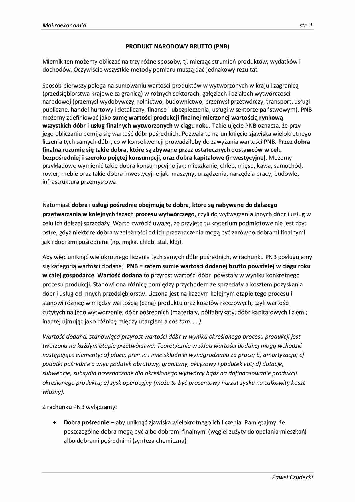 Makroekonomia - Produkt narodowy WYKŁAD - strona 1