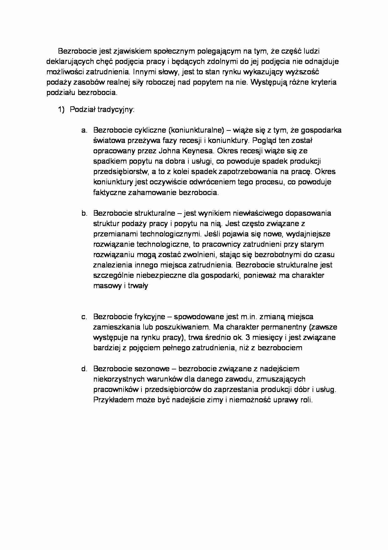 Bezrobocie-opracowanie - Zjawisko społeczne - strona 1