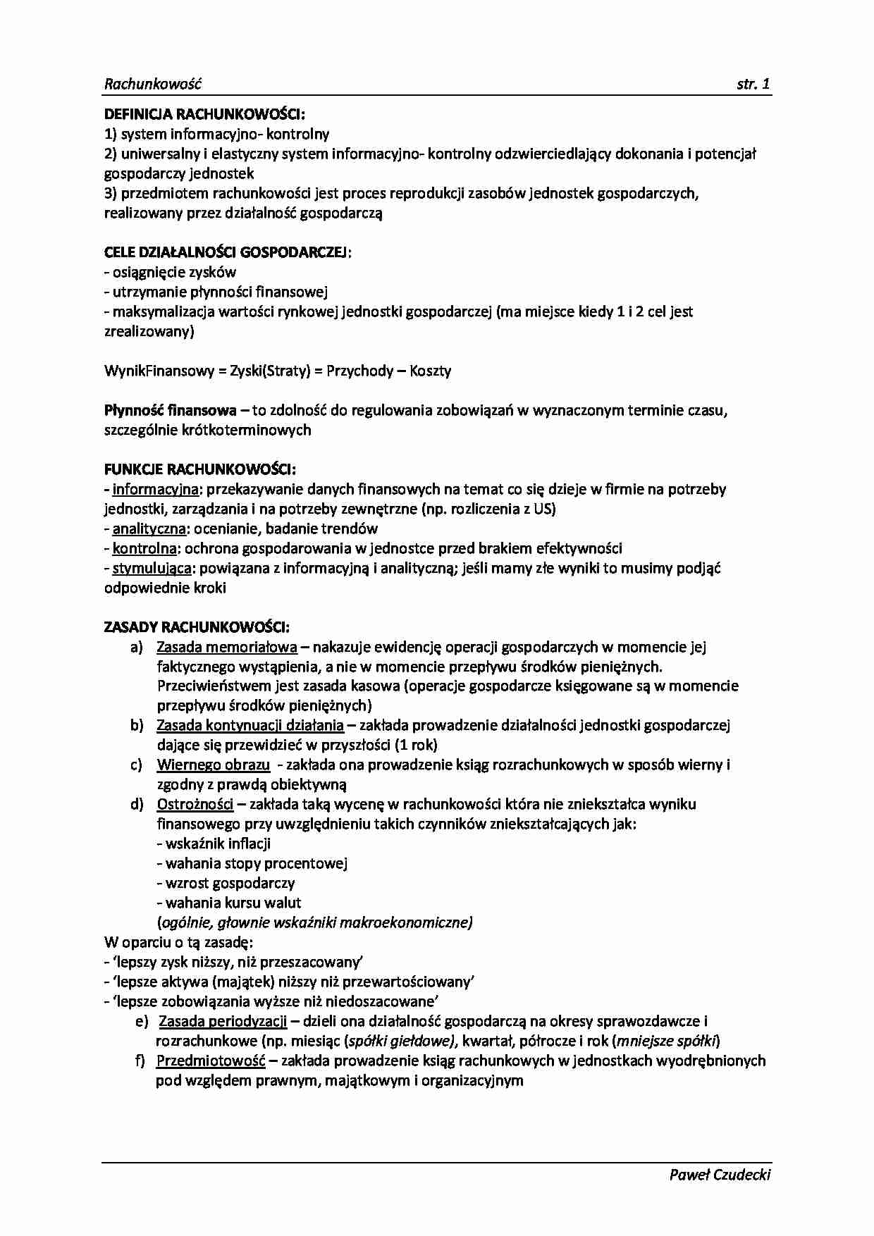 Rachunkowość - Wstęp do rachunkowości WYKŁAD - strona 1