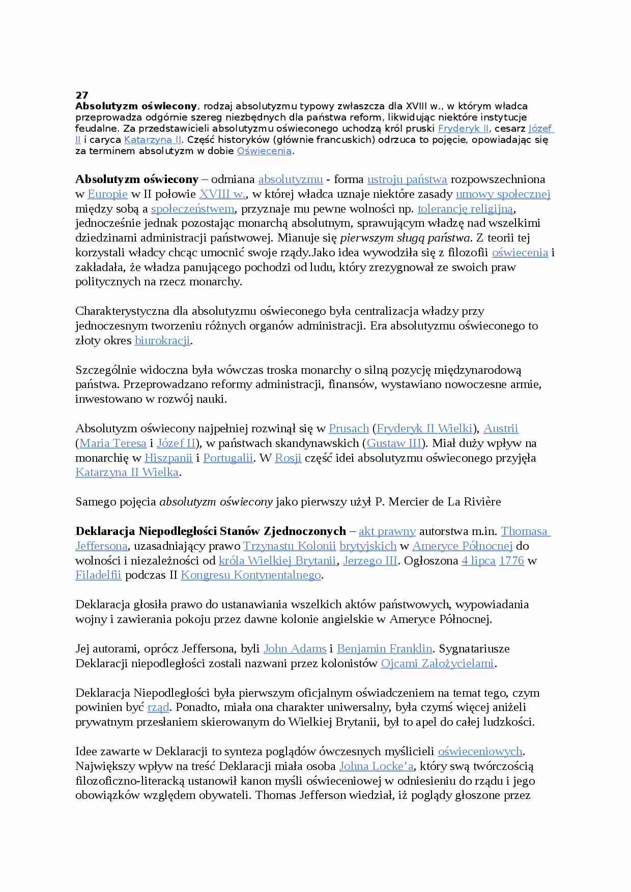 Absolutyzm oświecony-opracowanie - strona 1