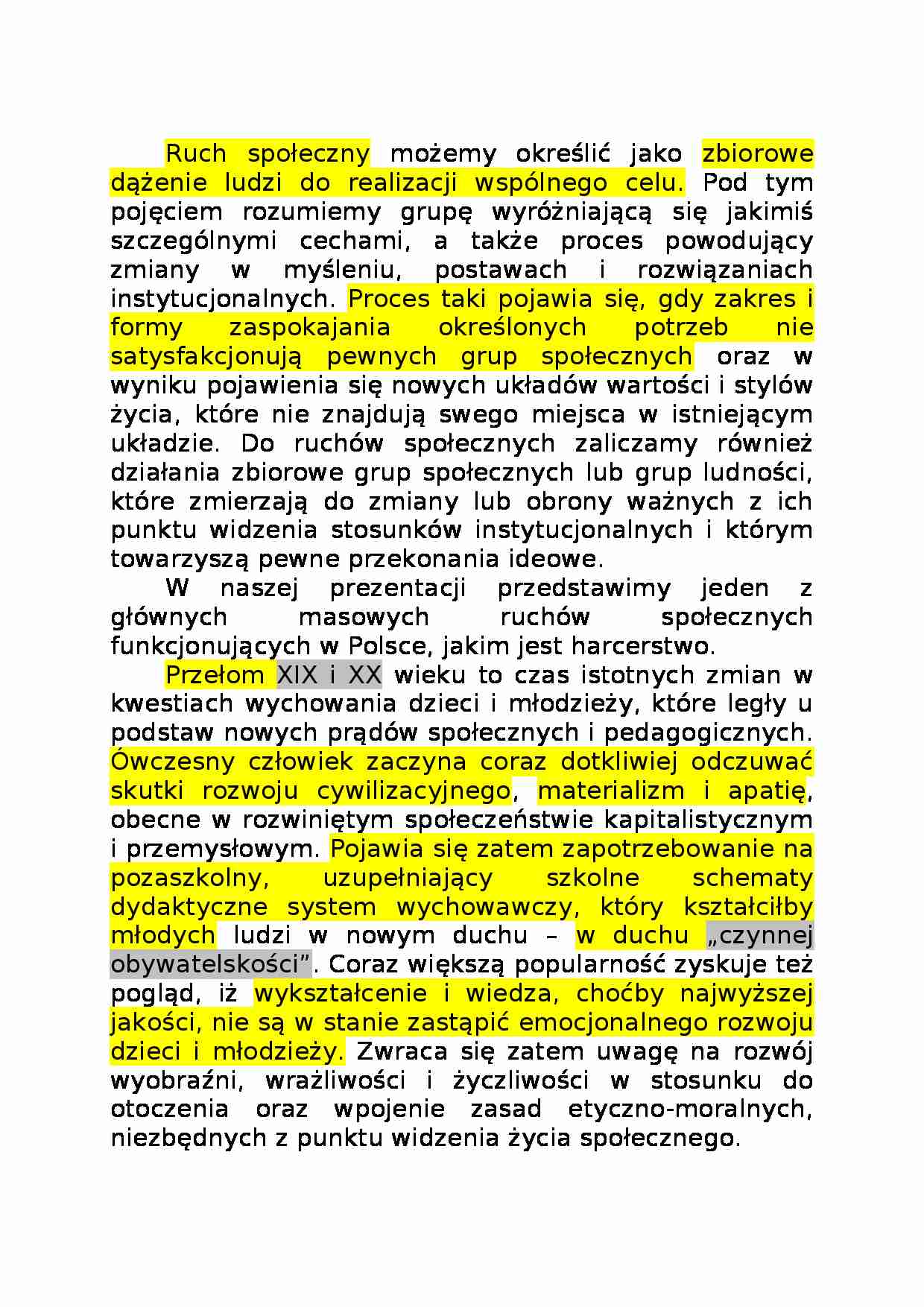 Harcerstwo - tekst referatu - strona 1